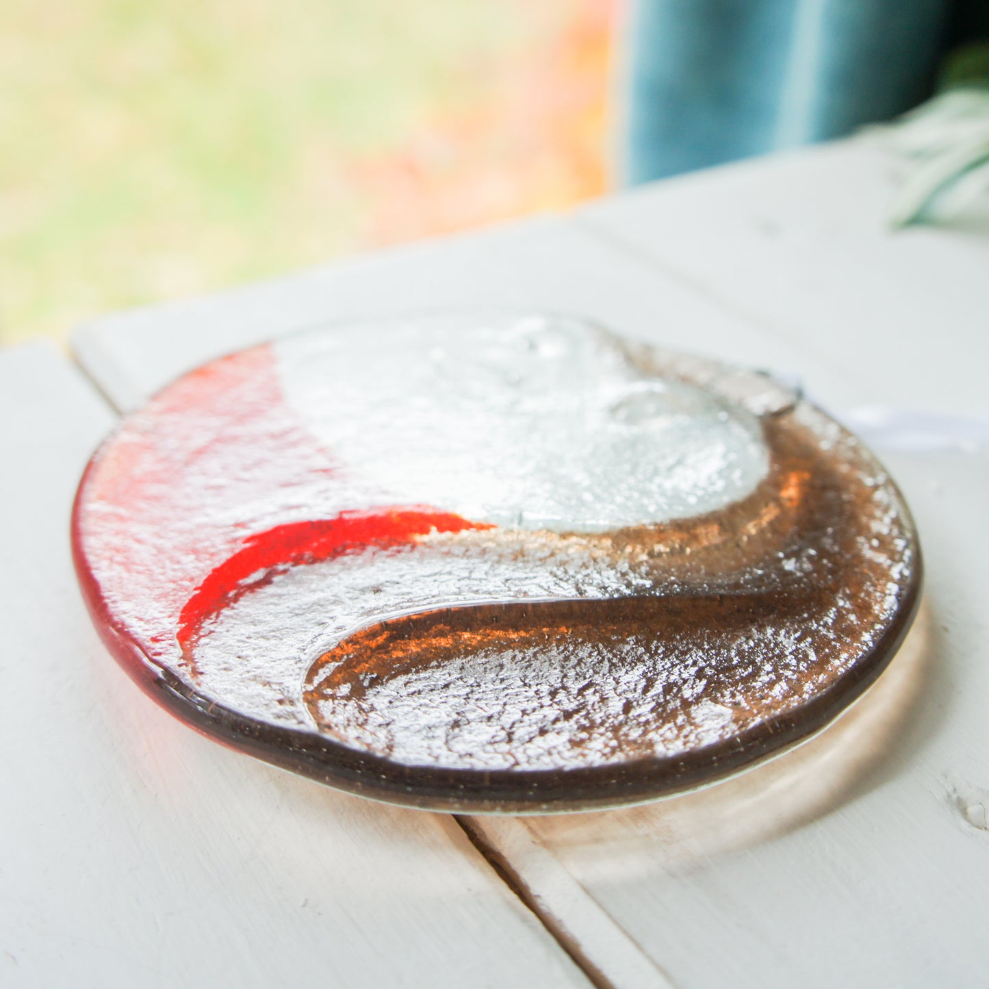 robin fused glass suncatcher to hang