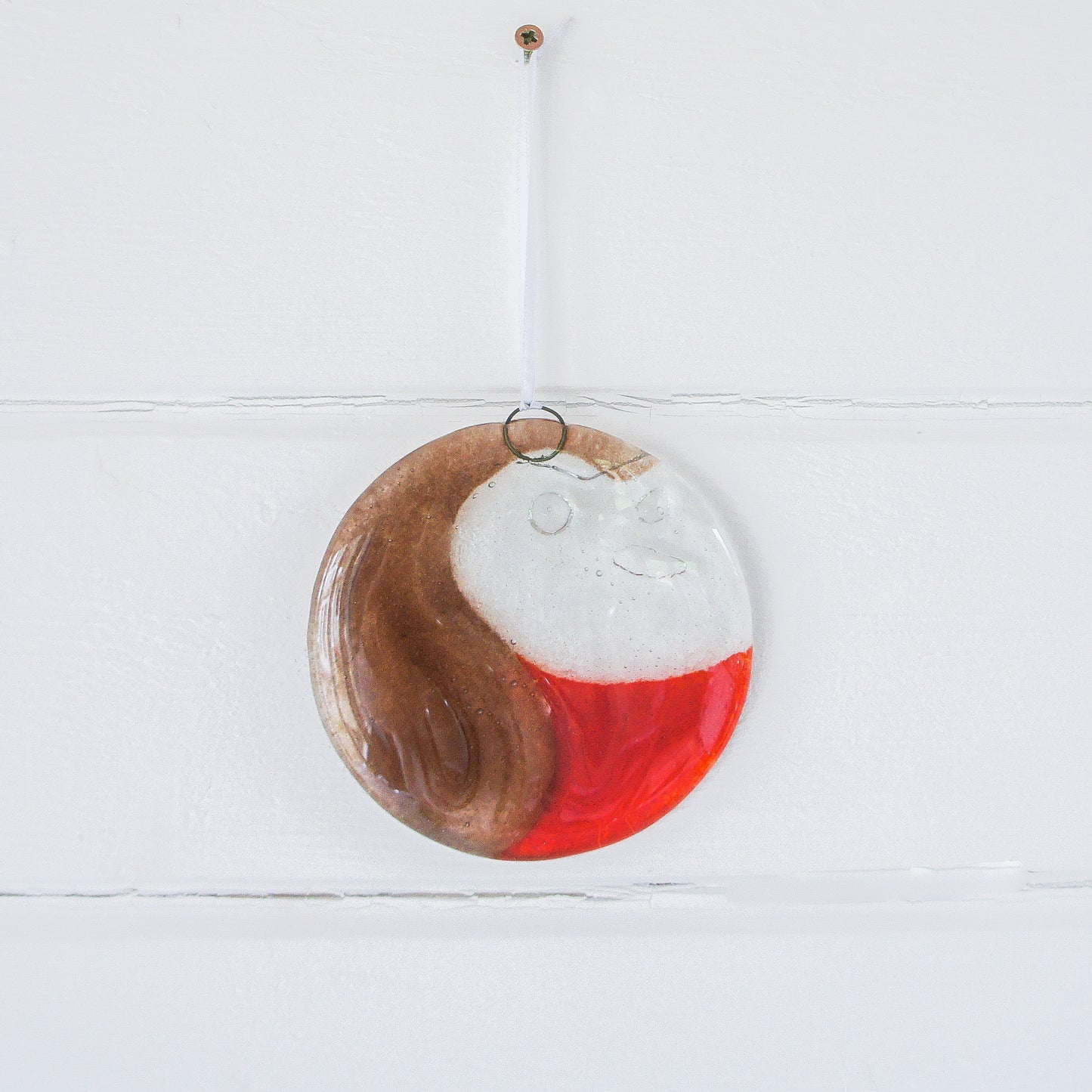 robin bird window decor glass suncatcher with ribbon