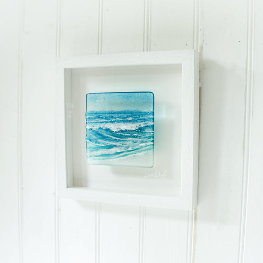 Fused Glass Wall Art seaside frame square