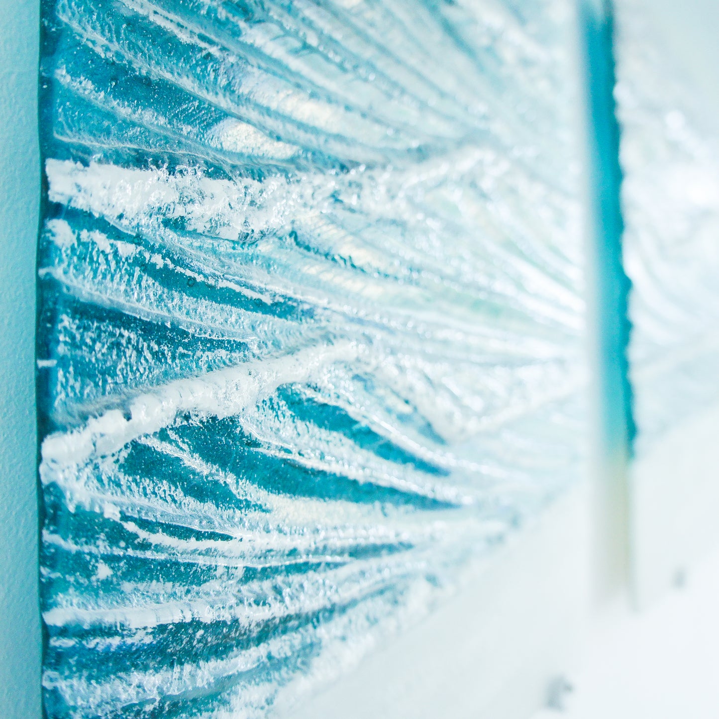 triptych fused glass wave wall art extra large 3D textured