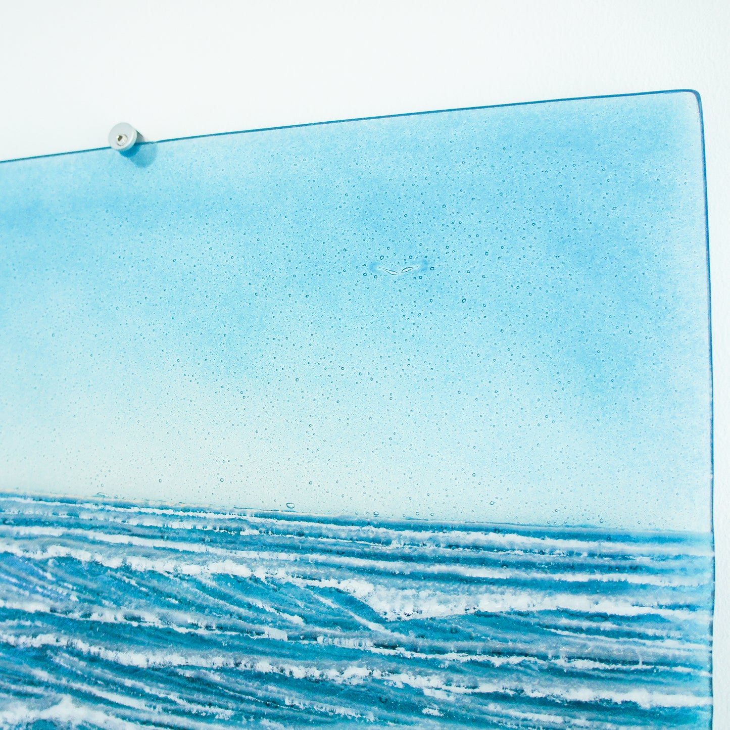 triptych fused glass wave wall art extra large 3D textured