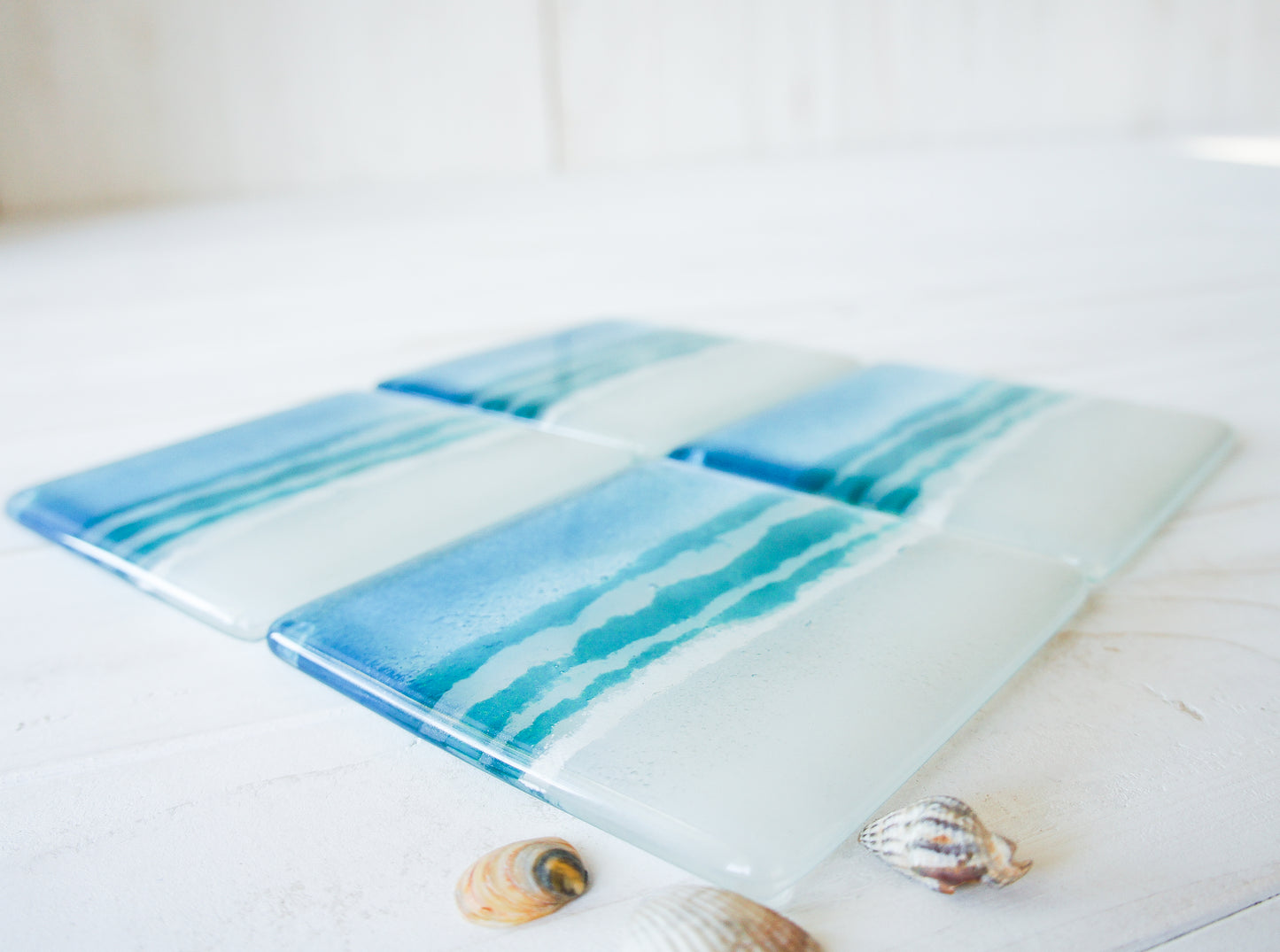 1 Turquoise Beach Glass Coaster 10cm