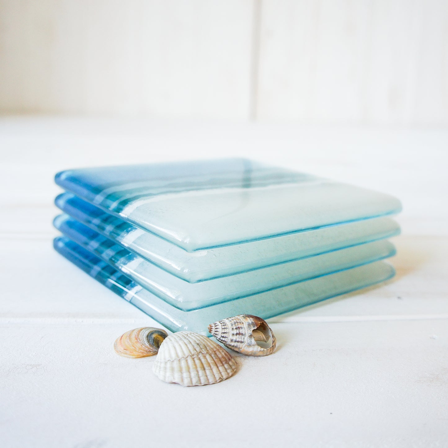1 Turquoise Beach Glass Coaster 10cm