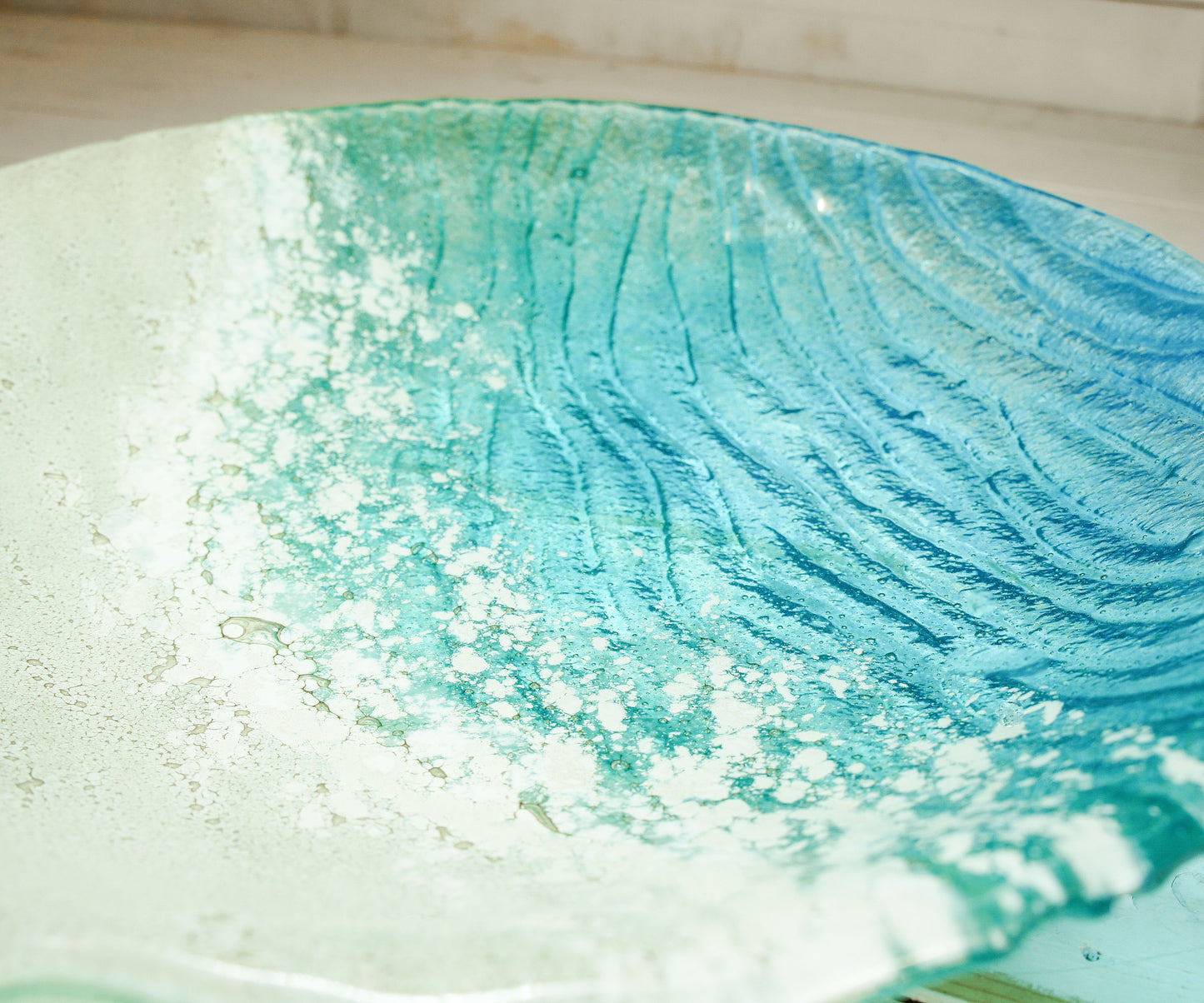 decorative beach turquoise fruit fused glass bowl