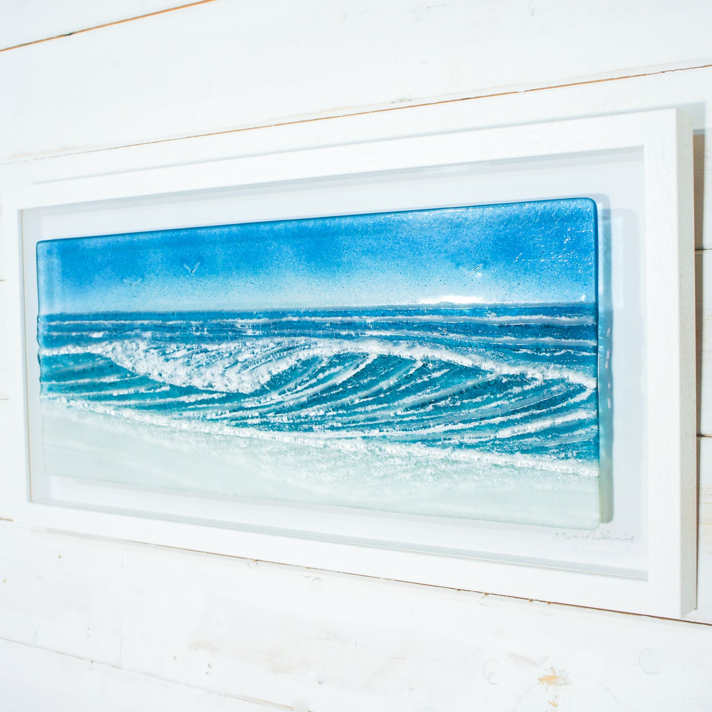 large glass wave wall art picture frame