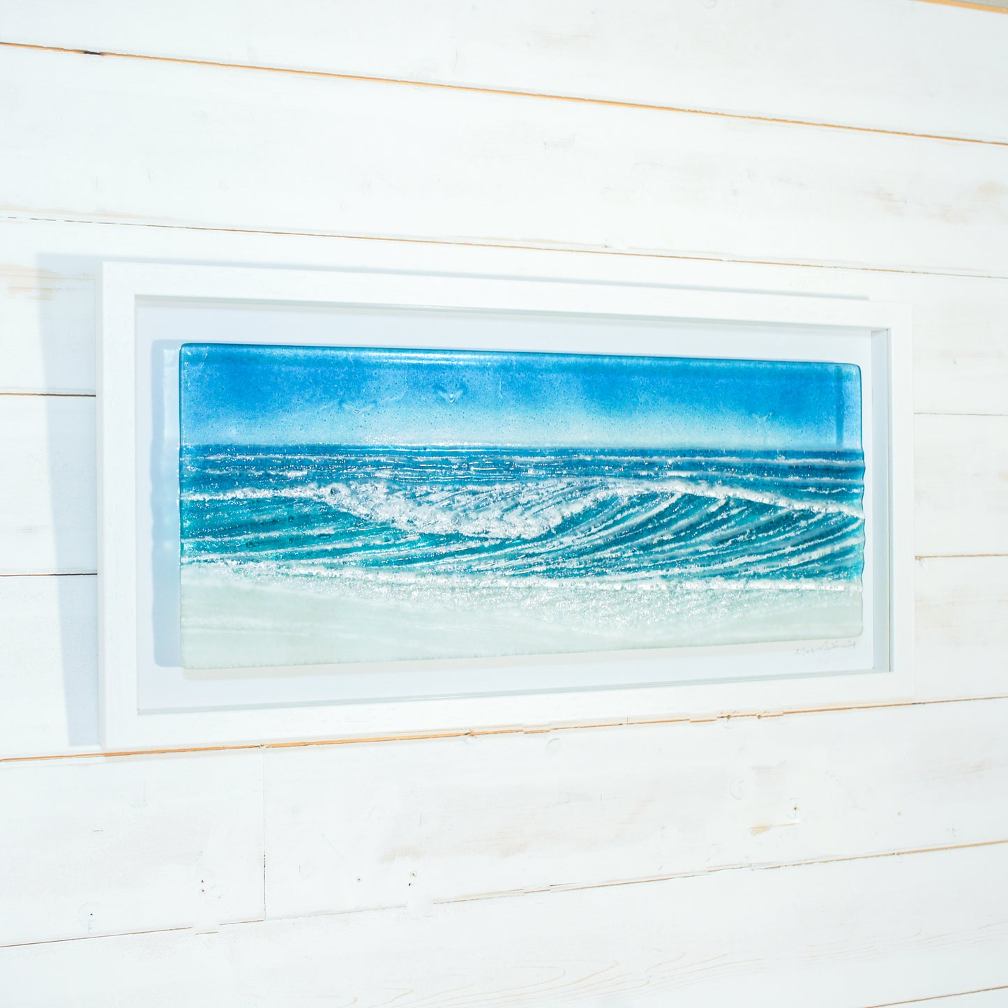 large glass wave wall art picture frame