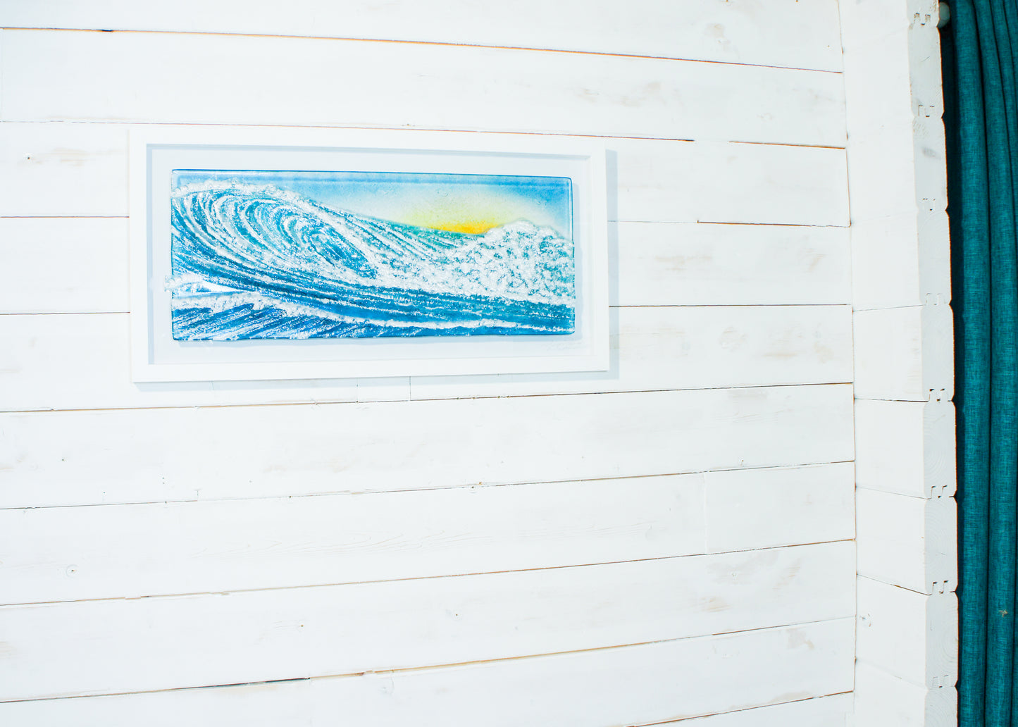 Surfers' Wave Frame - Glass Wall Art Wave Landscape with or without the sun - 60x30cm(23x12")