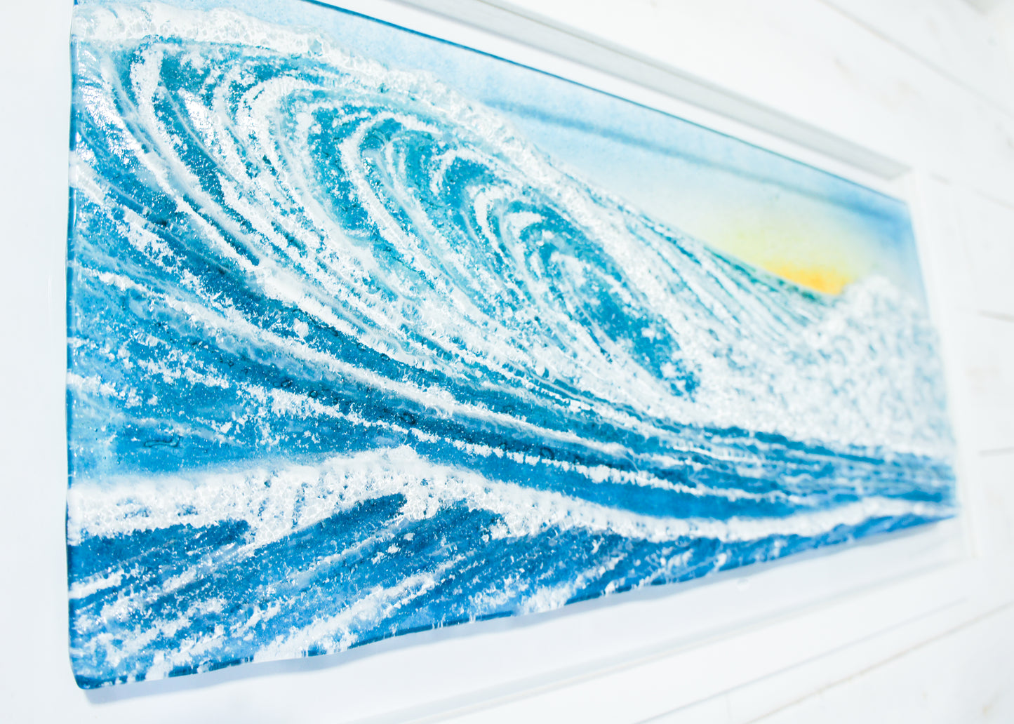 Surfers' Wave Frame - Glass Wall Art Wave Landscape with or without the sun - 60x30cm(23x12")