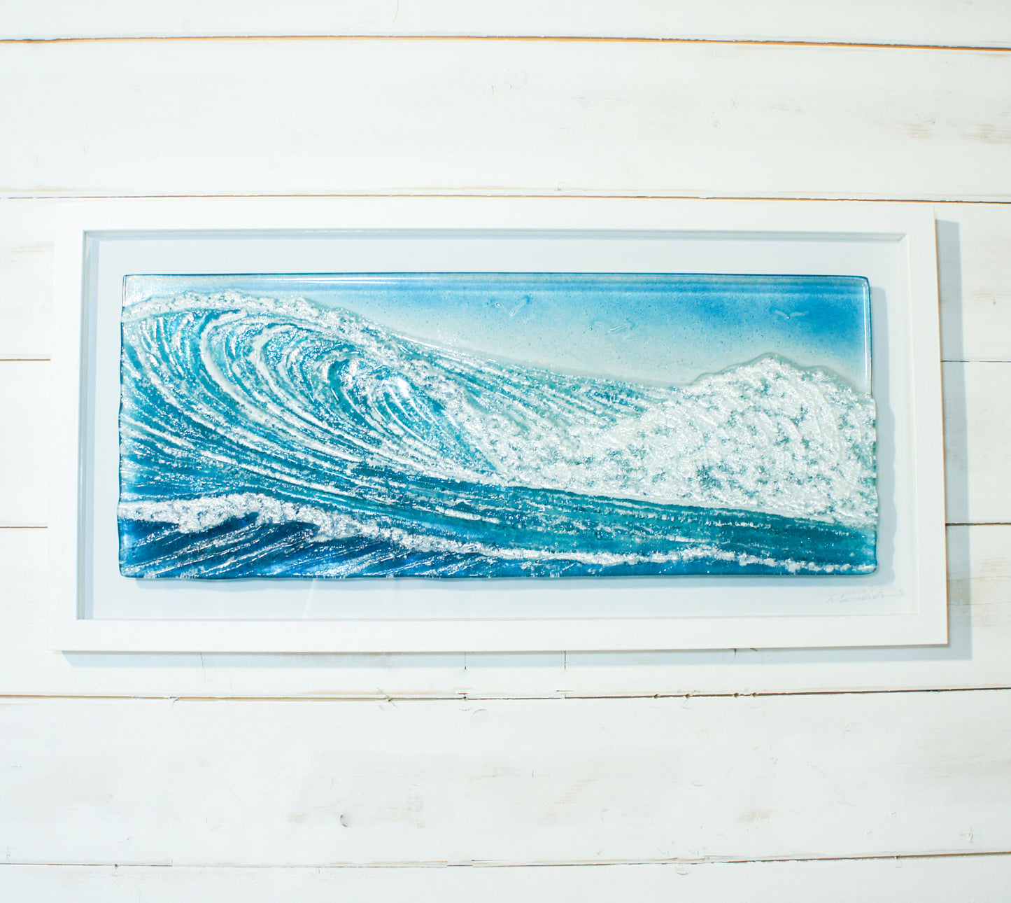 Surfers' Wave Frame - Glass Wall Art Wave Landscape with or without the sun - 60x30cm(23x12")