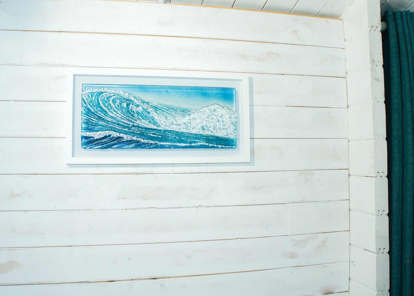Surfers' Wave Frame - Glass Wall Art Wave Landscape with or without the sun - 60x30cm(23x12")
