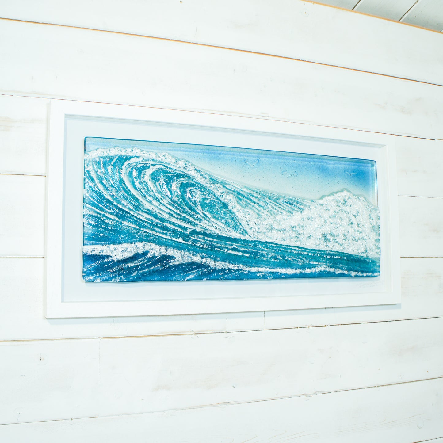 Surfers' Wave Frame - Glass Wall Art Wave Landscape with or without the sun - 60x30cm(23x12")