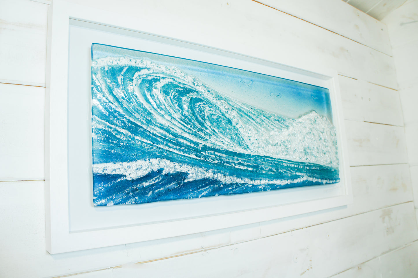 Surfers' Wave Frame - Glass Wall Art Wave Landscape with or without the sun - 60x30cm(23x12")