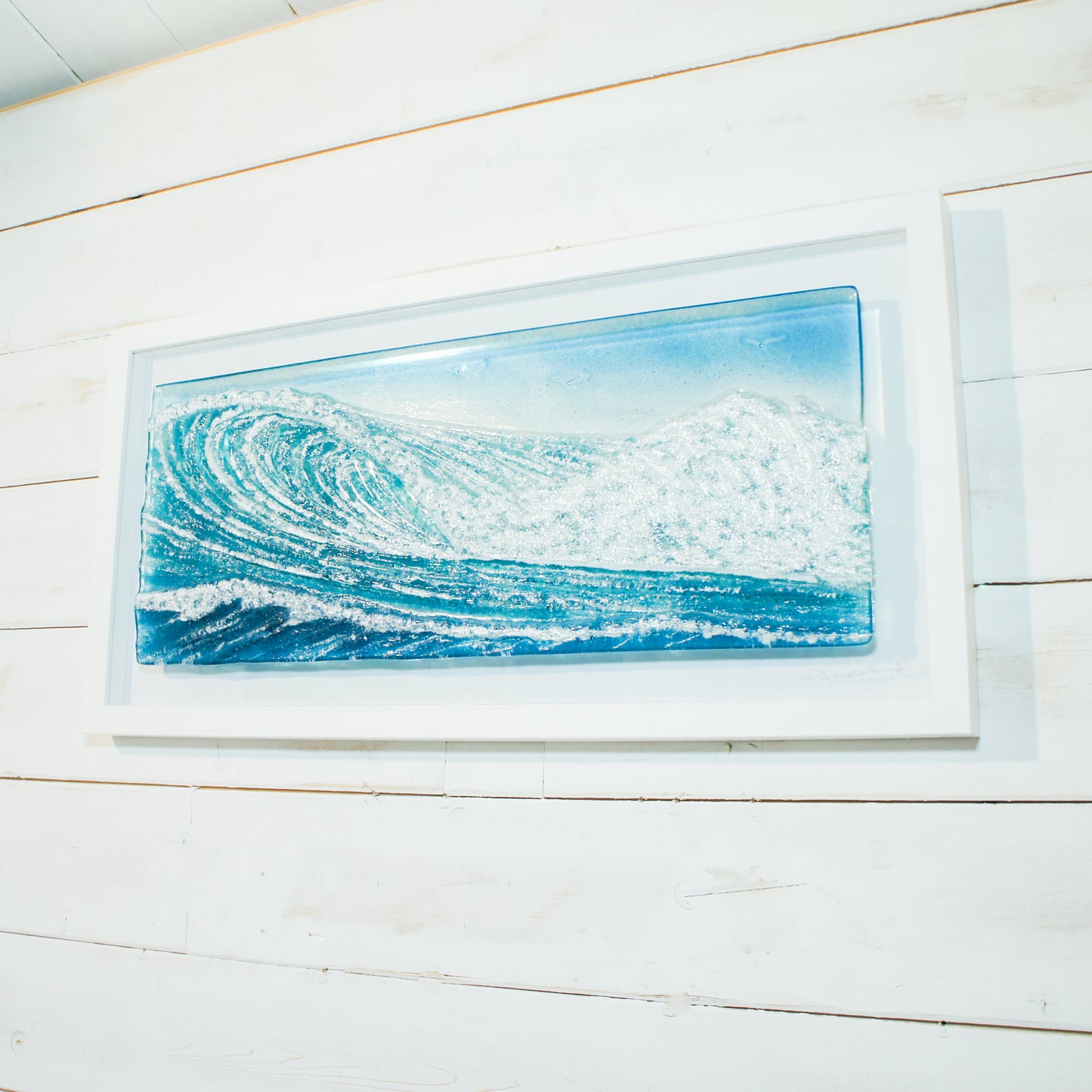 Surfers' Wave Frame - Glass Wall Art Wave Landscape with or without the sun - 60x30cm(23x12")