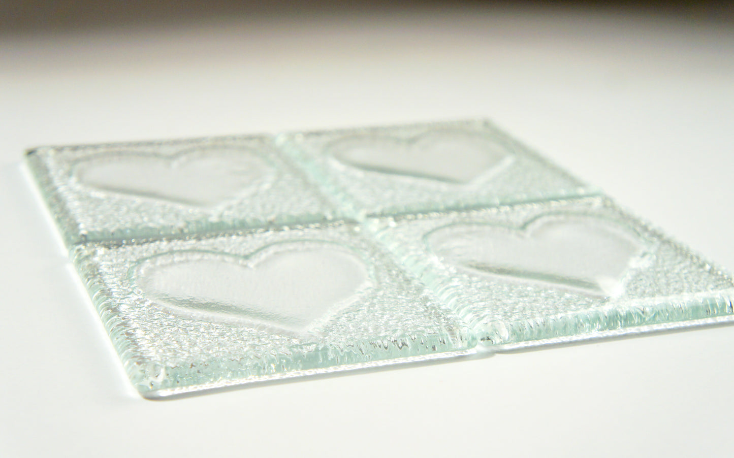fused glass coasters
gift for women
heart coasters
clear coasters
coaster set