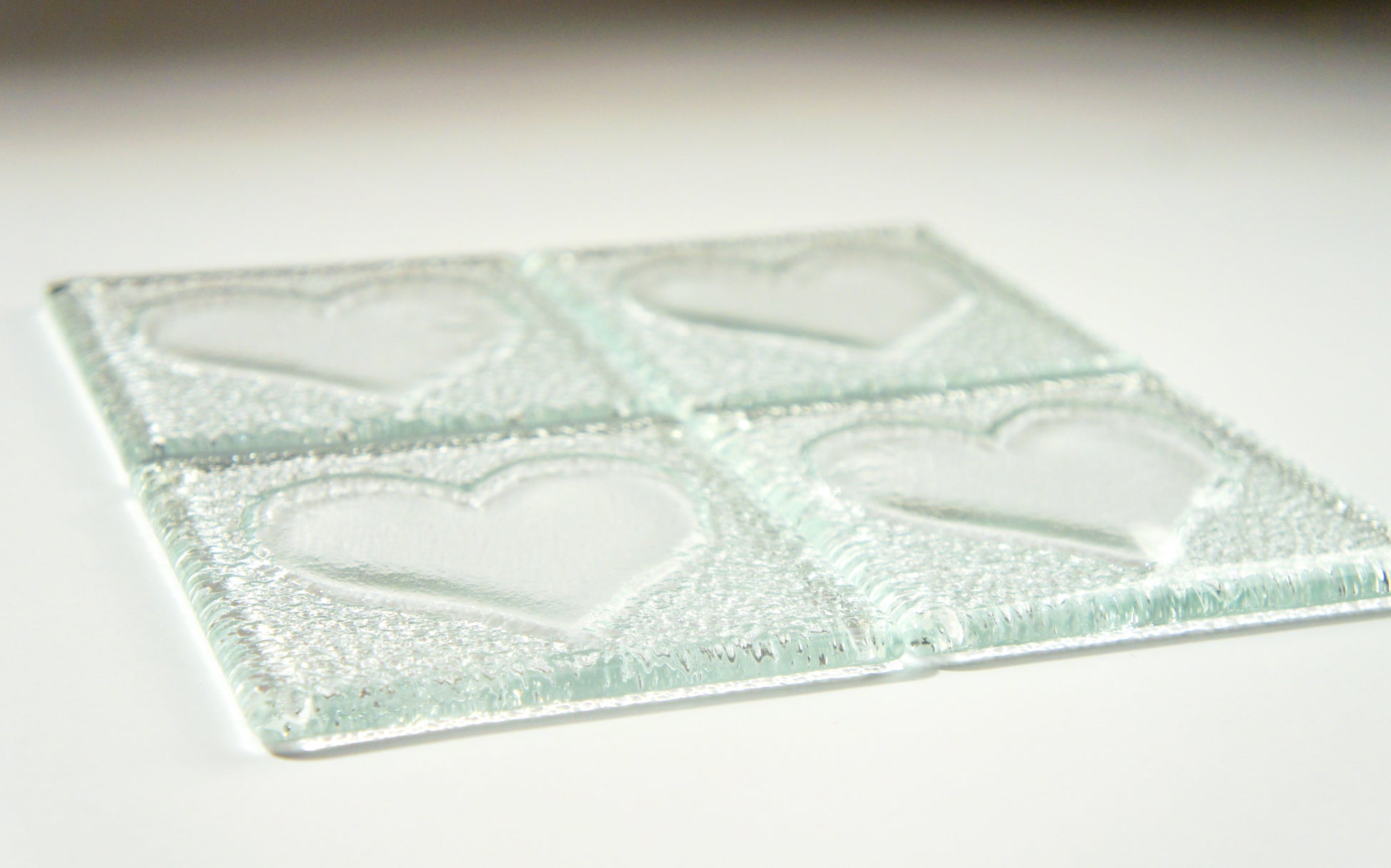 fused glass coasters
gift for women
heart coasters
clear coasters
coaster set