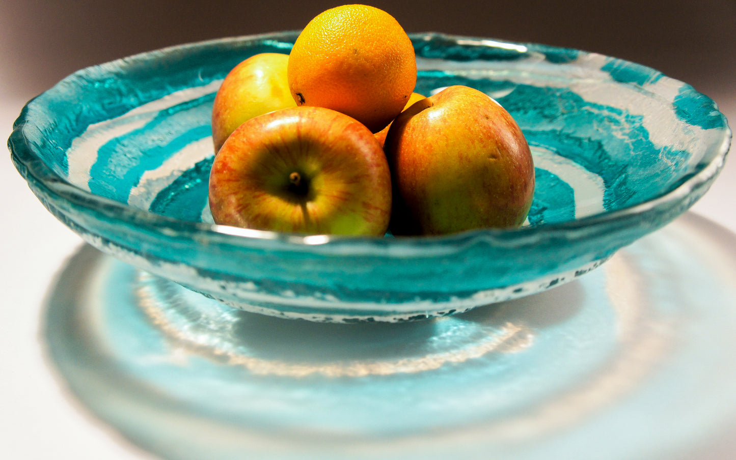 decorative fused glass bowl teal turquoise fruit bowl
