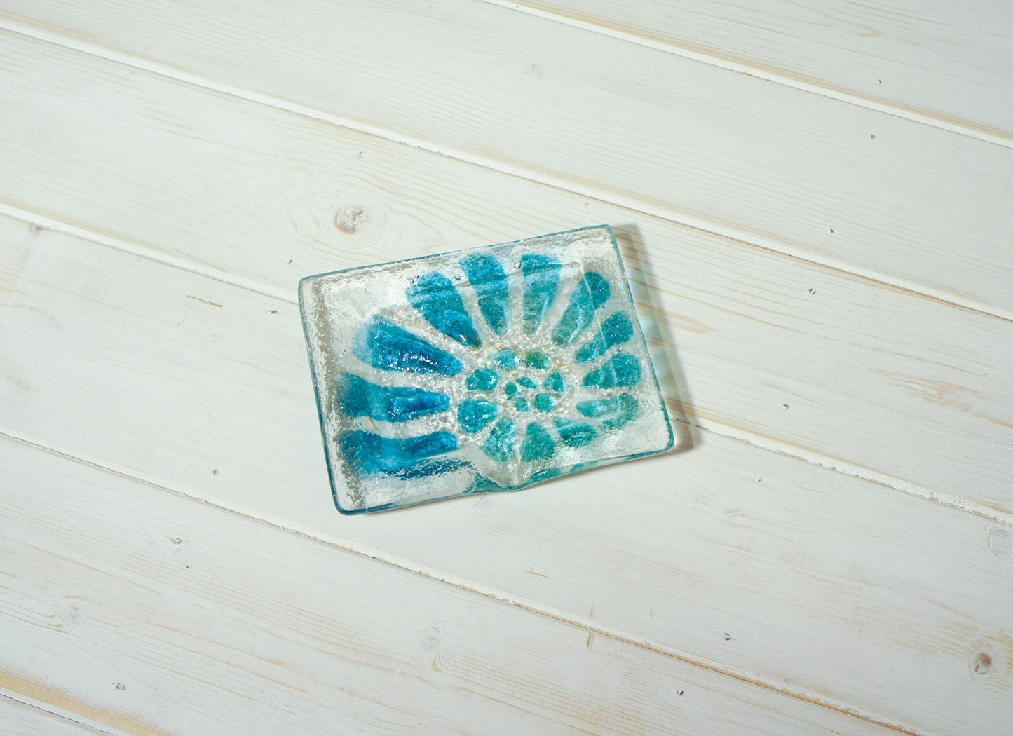 Blue and turquoise Ammonite Soap Glass Dish