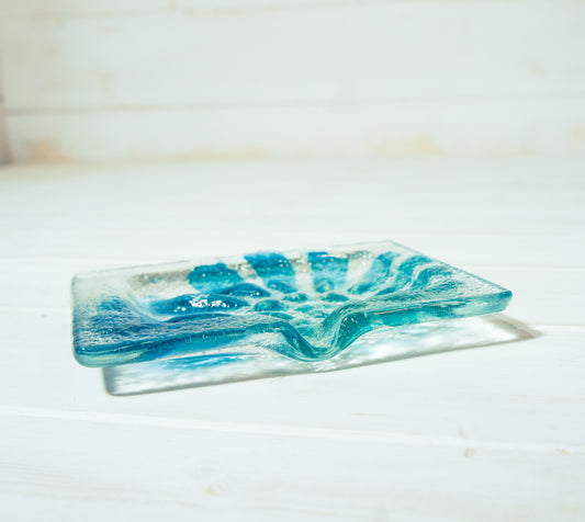 Blue and turquoise Ammonite Soap Glass Dish