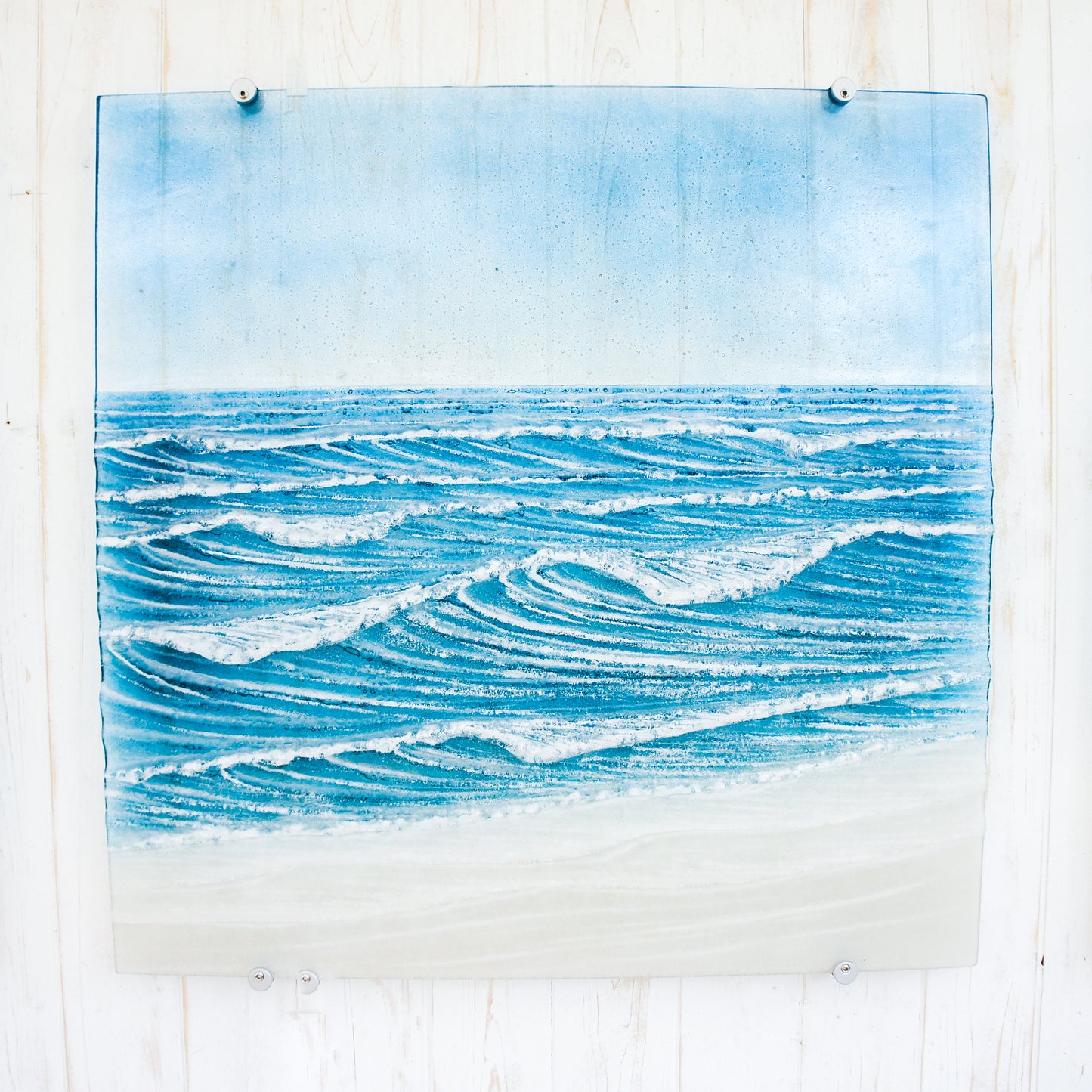 XL fused glass triptych wall art isle of wight & Old Harry's Rock