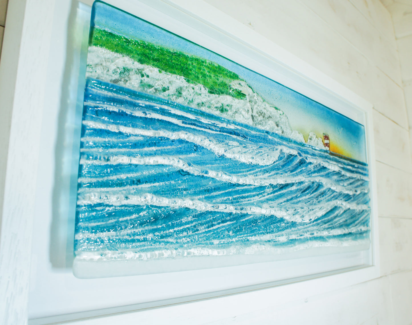 large glass wave wall art picture frame landscape panoramic