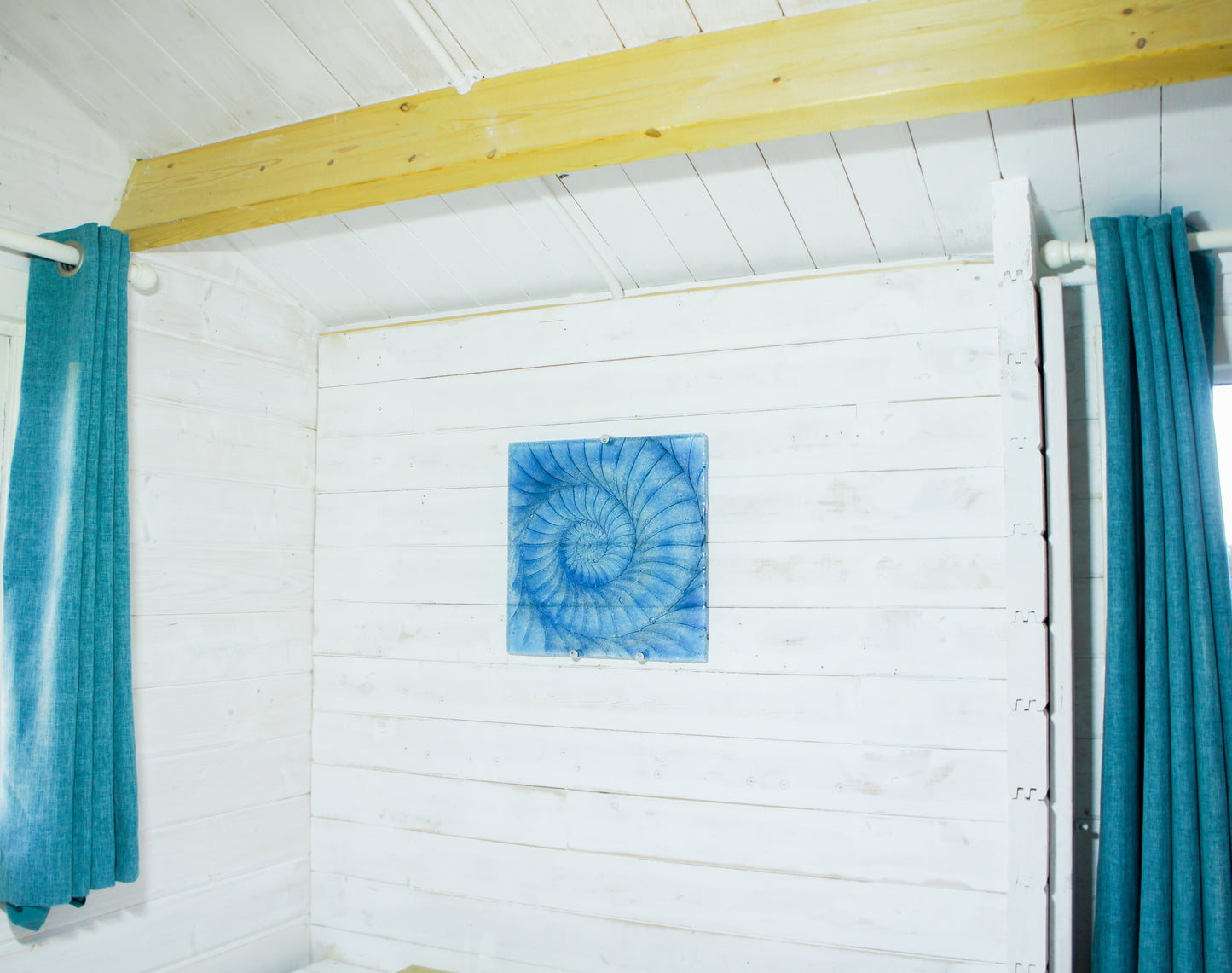 Ammonite Wall Panel - Large Square - Swirl Midnight Blue and Blue - 40cm(16") with fixings