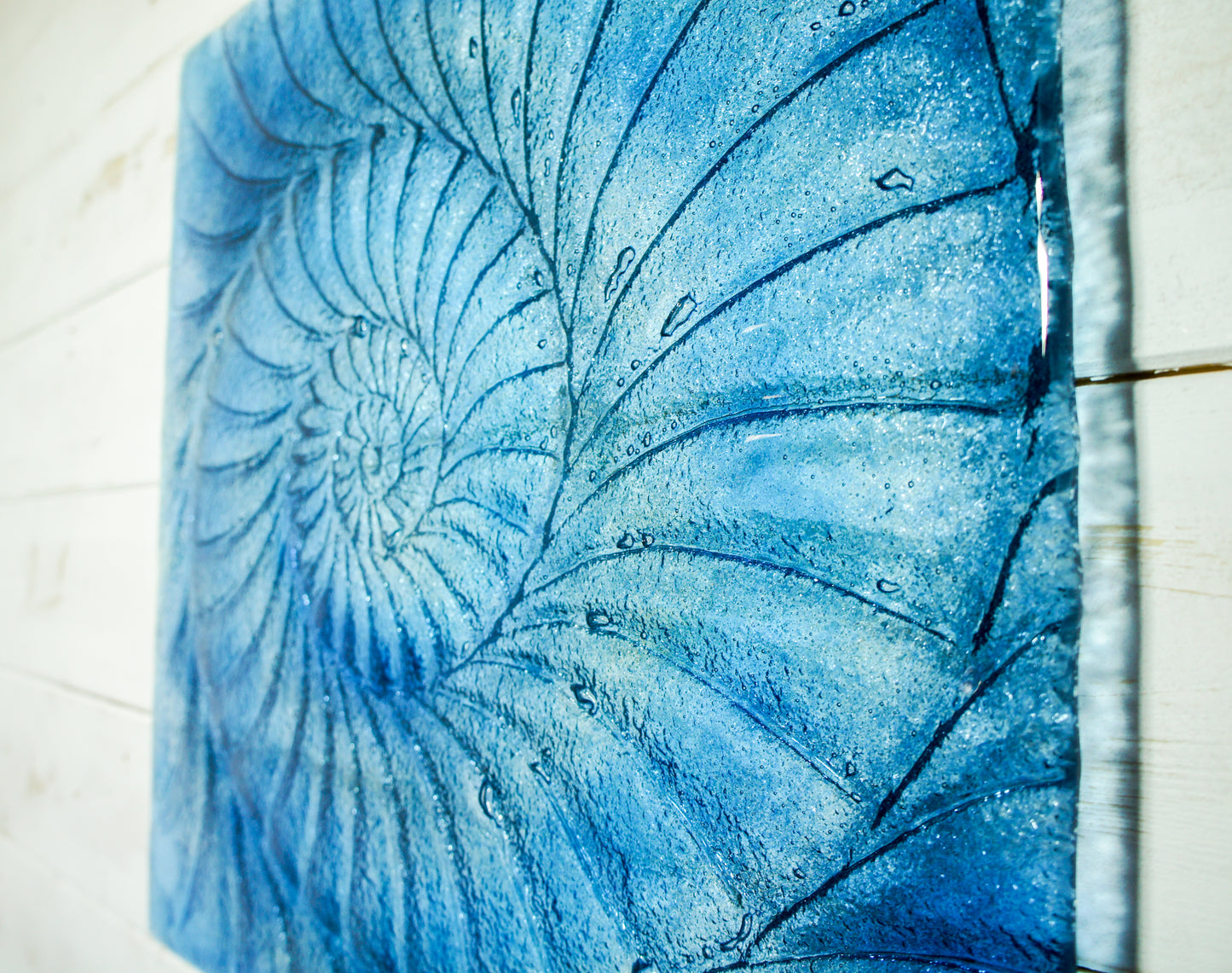 Ammonite Wall Panel - Large Square - Swirl Midnight Blue and Blue - 40cm(16") with fixings