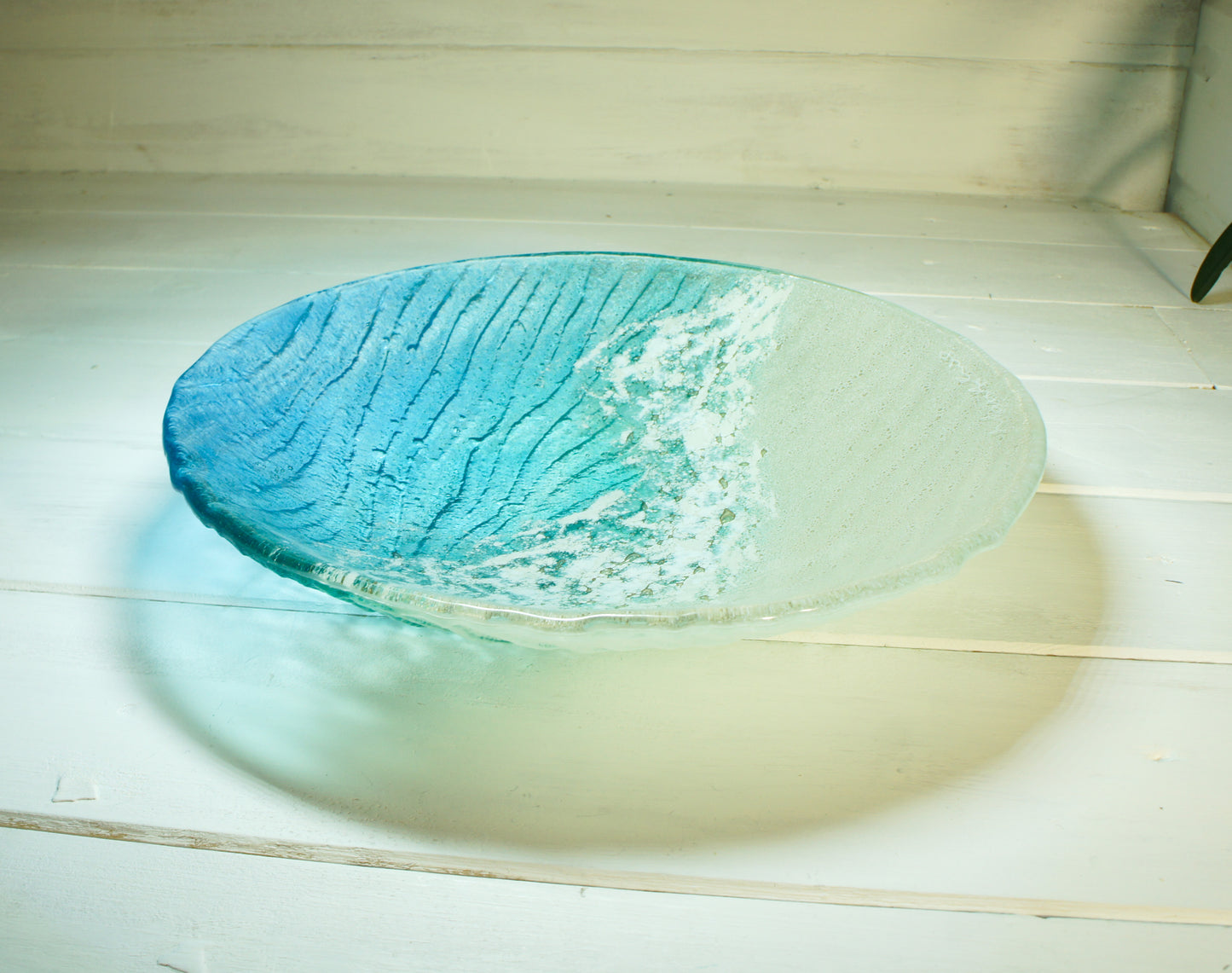 decorative beach turquoise fruit fused glass bowl