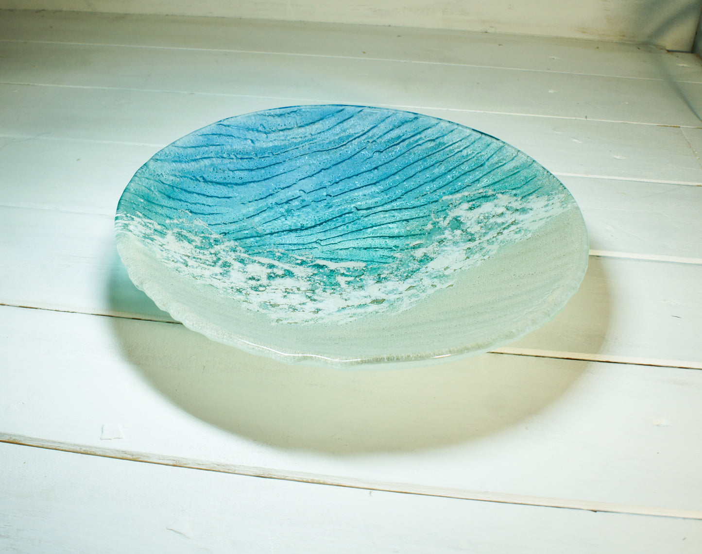 decorative beach turquoise fruit fused glass bowl