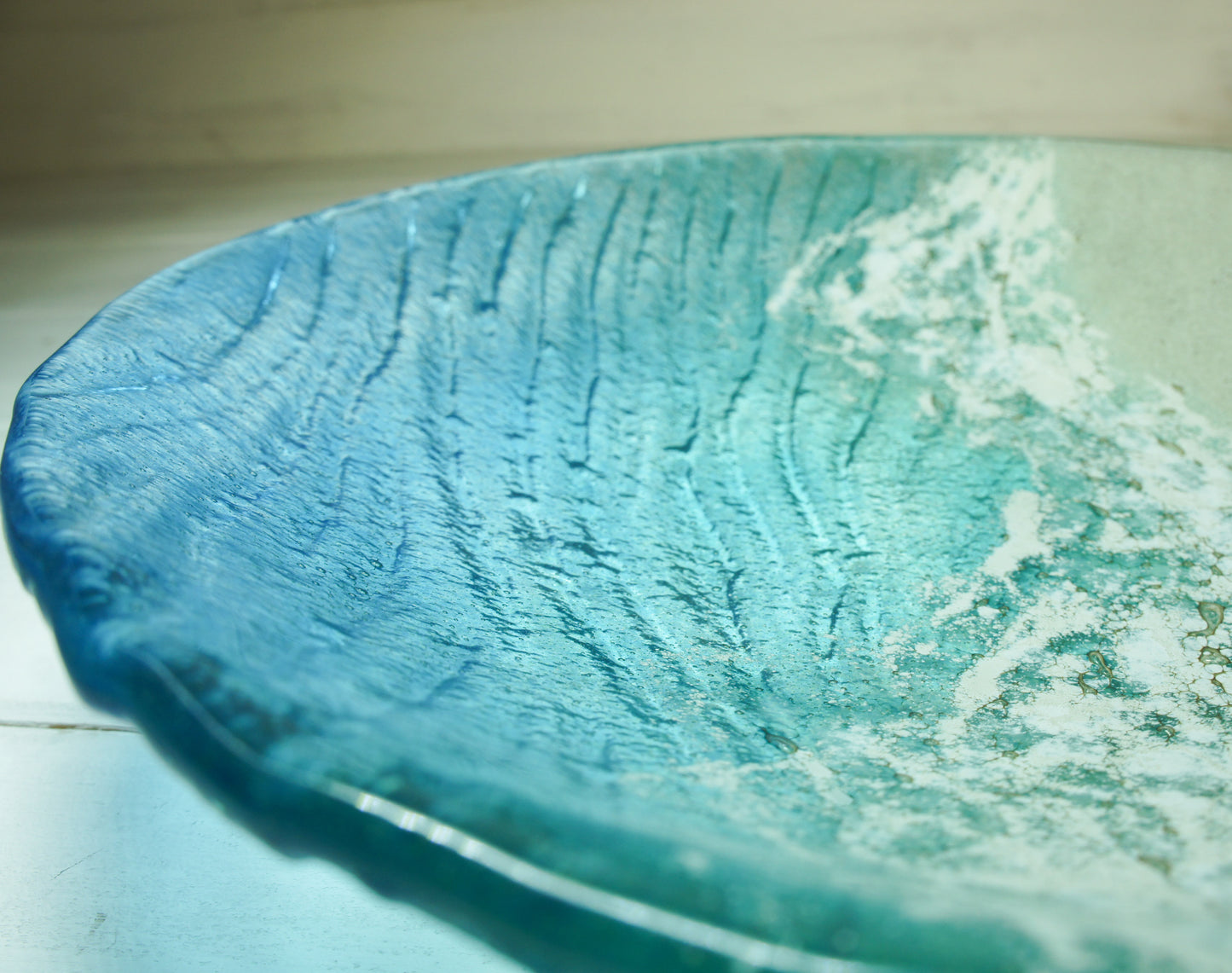 decorative beach turquoise fruit fused glass bowl