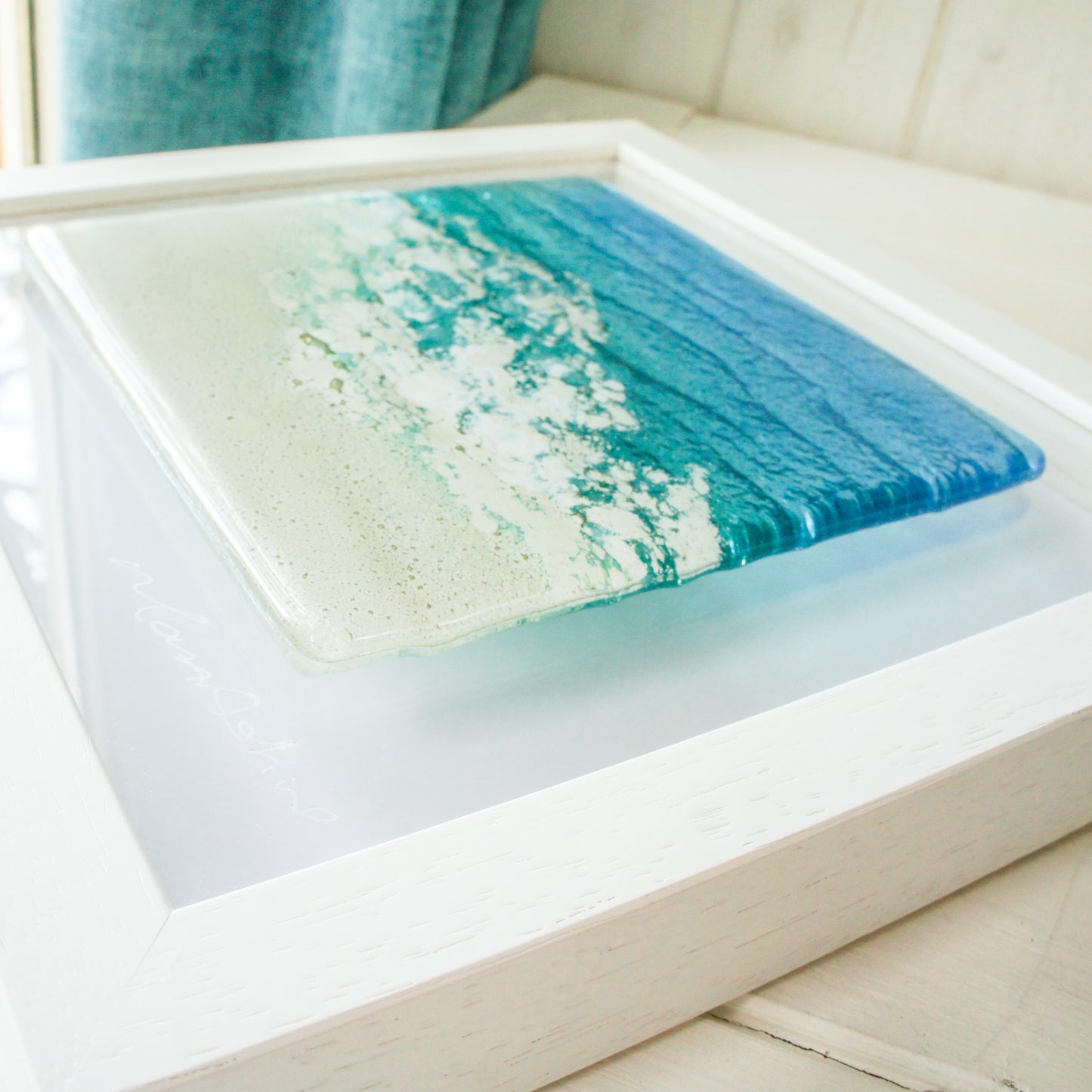 sea glass art, fused glass art, glass wall art, fused glass picture, glass beach art