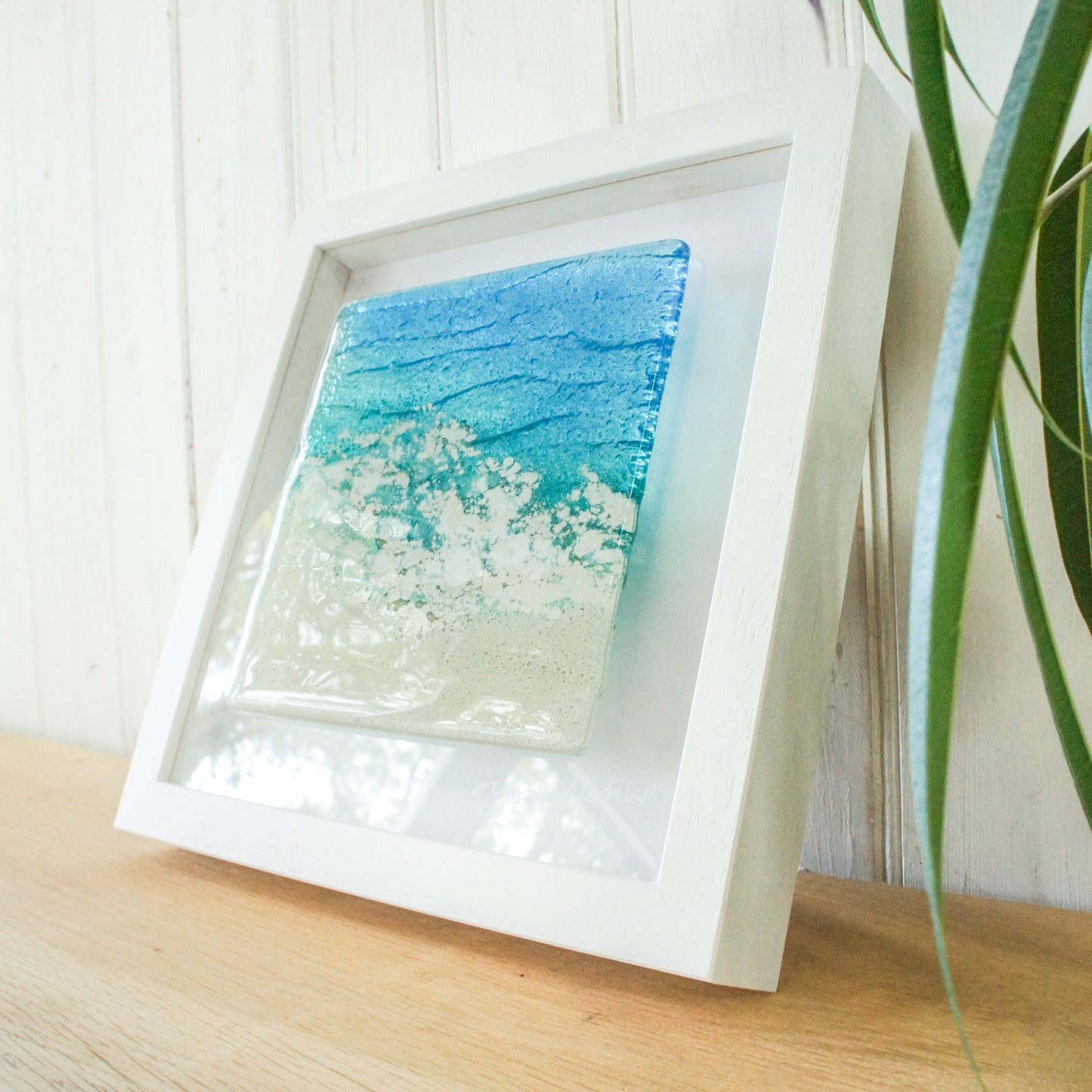 sea glass art, fused glass art, glass wall art, fused glass picture, glass beach art