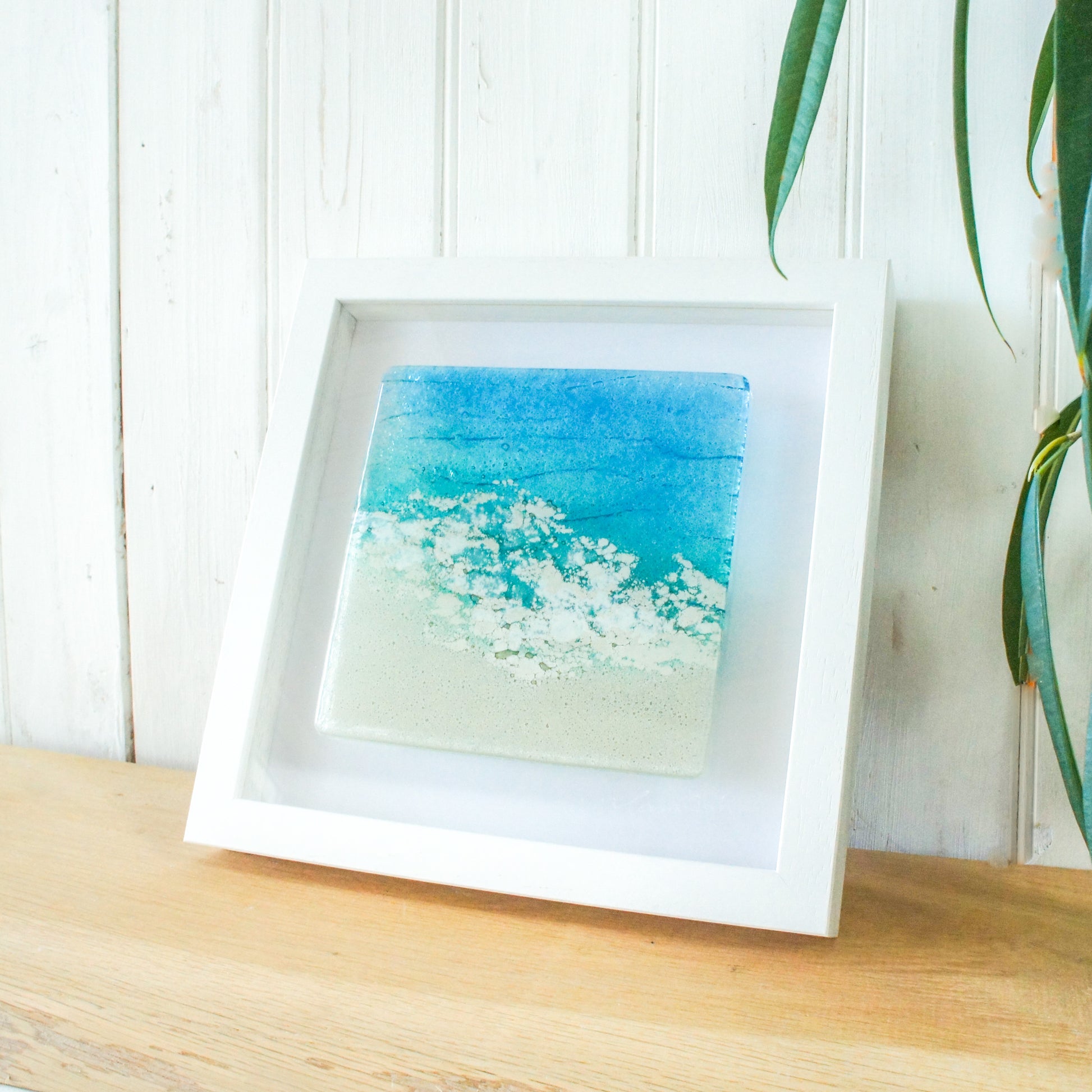 sea glass art, fused glass art, glass wall art, fused glass picture, glass beach art