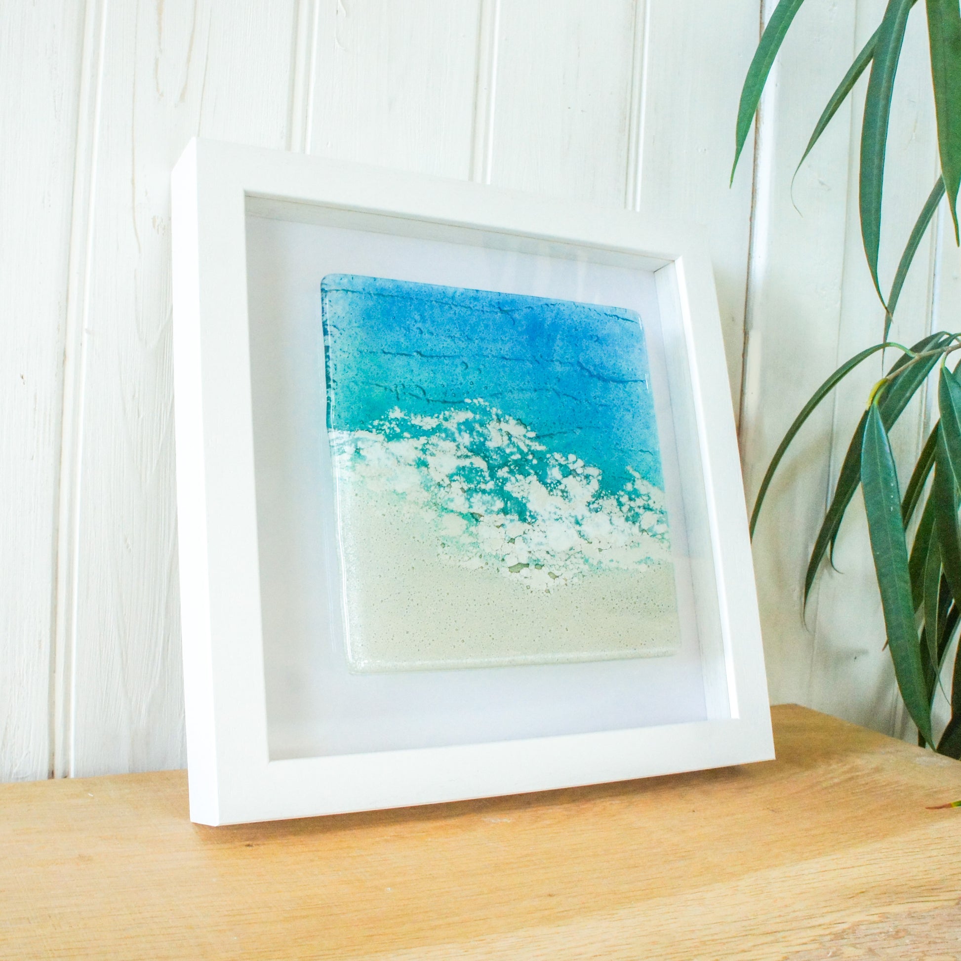 sea glass art, fused glass art, glass wall art, fused glass picture, glass beach art