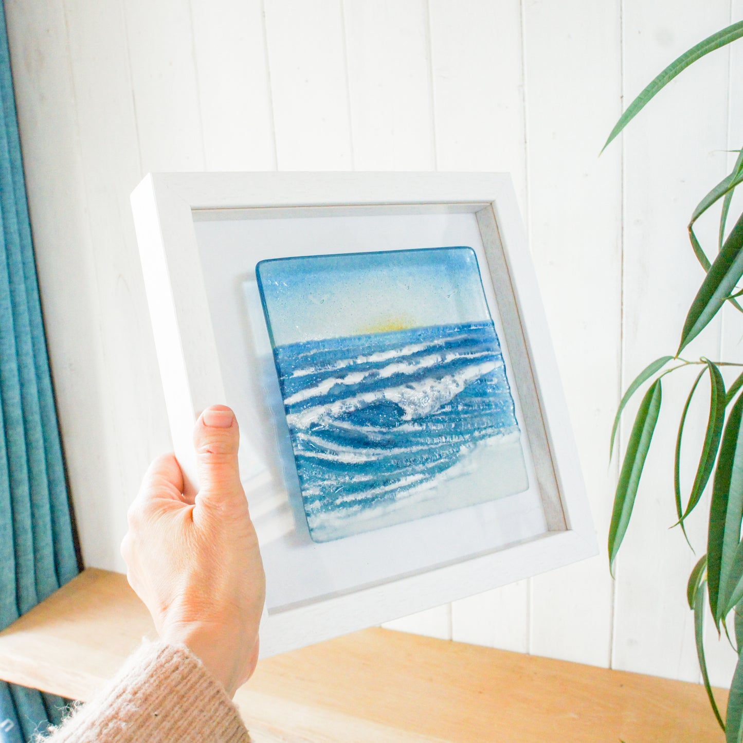 fused glass wave wall art