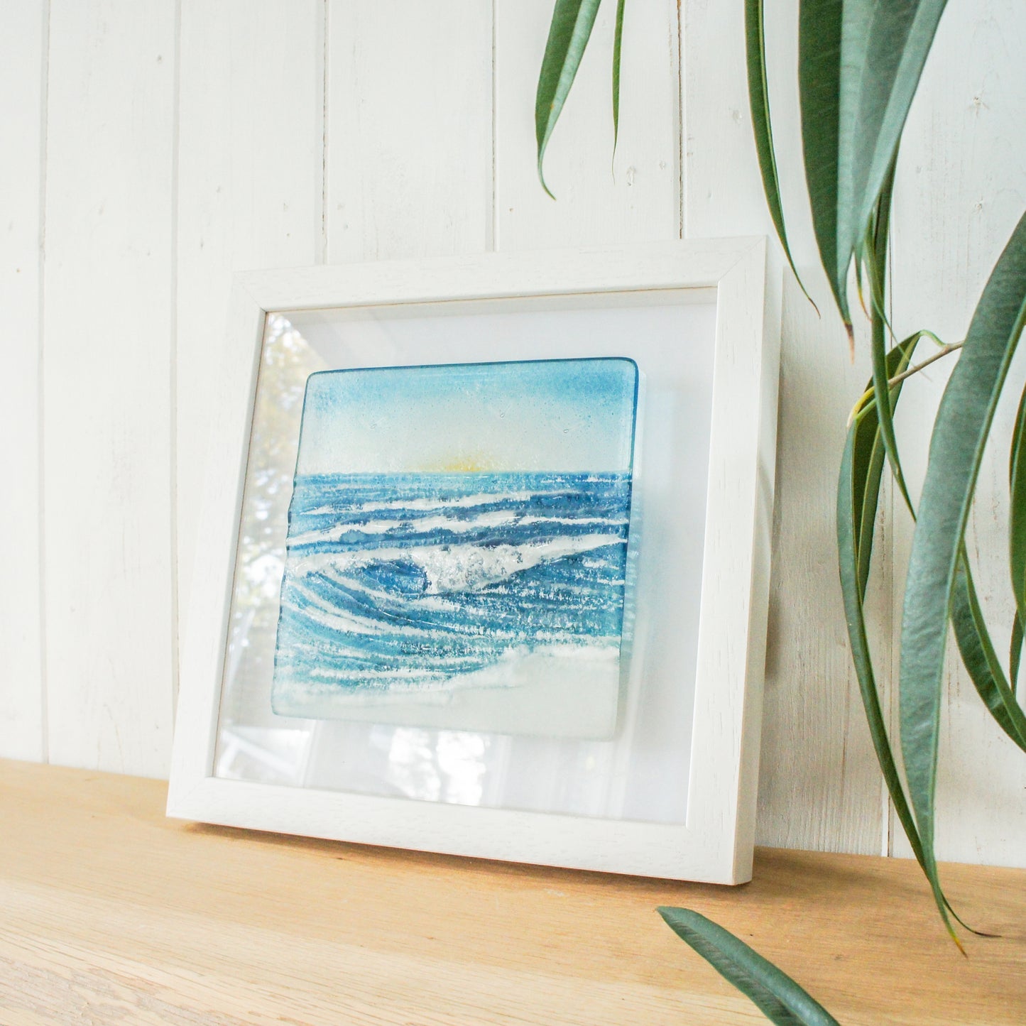 fused glass wave wall art