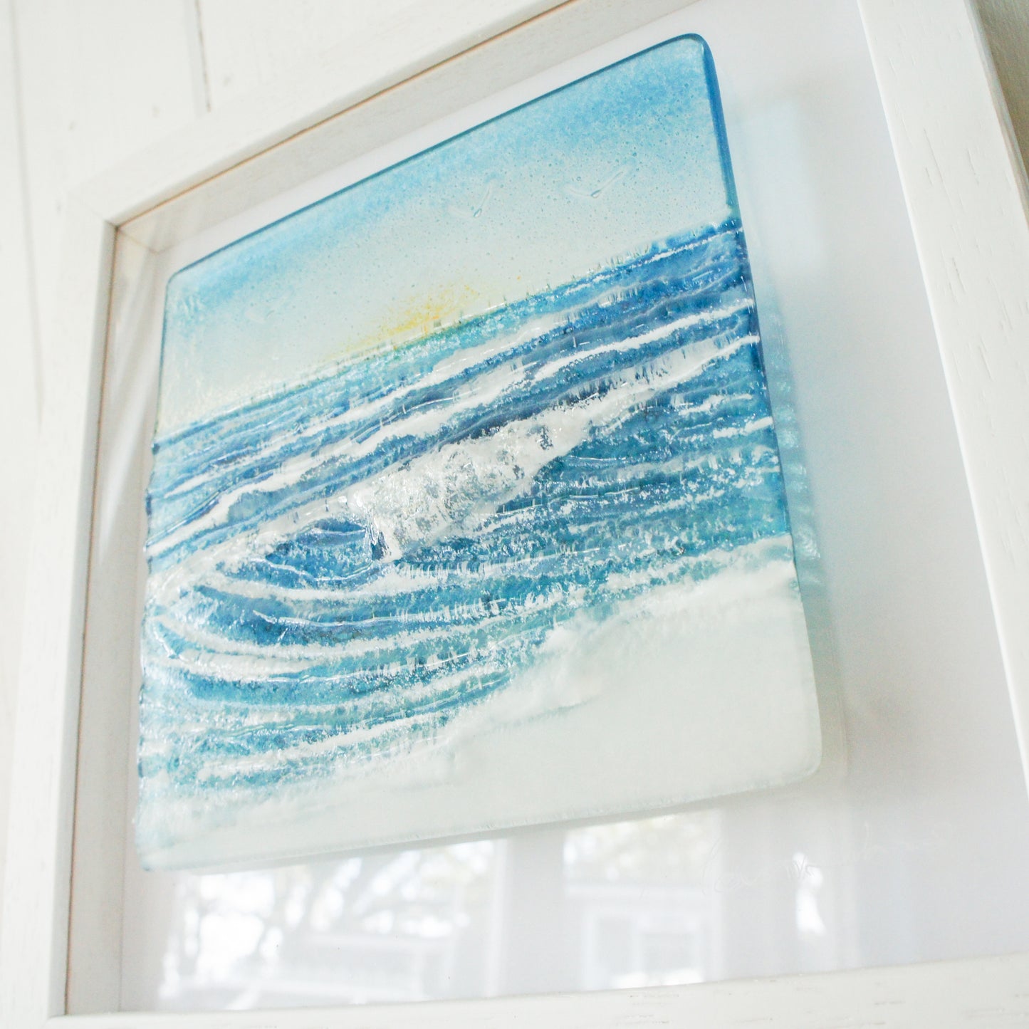 fused glass wave wall art