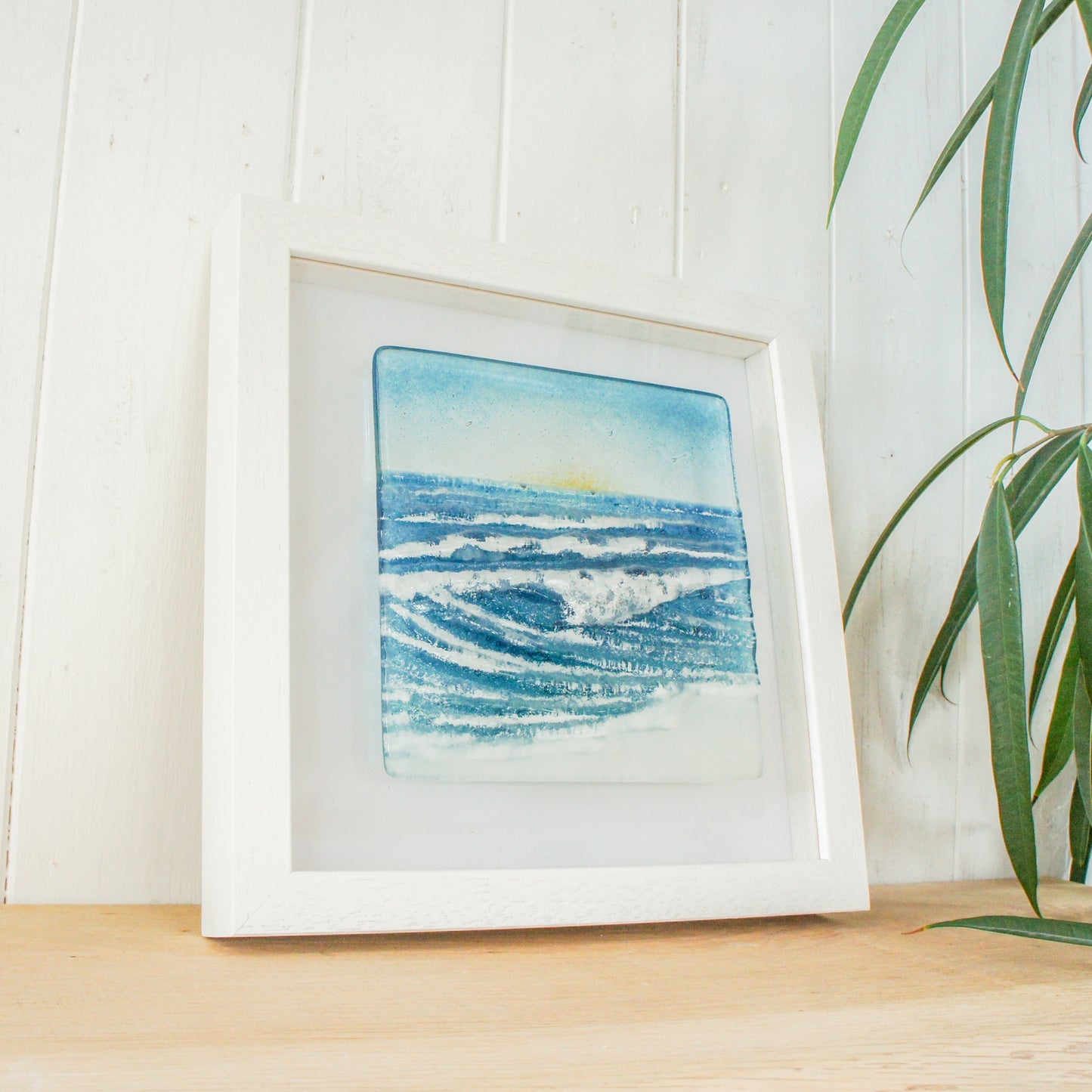 fused glass wave wall art