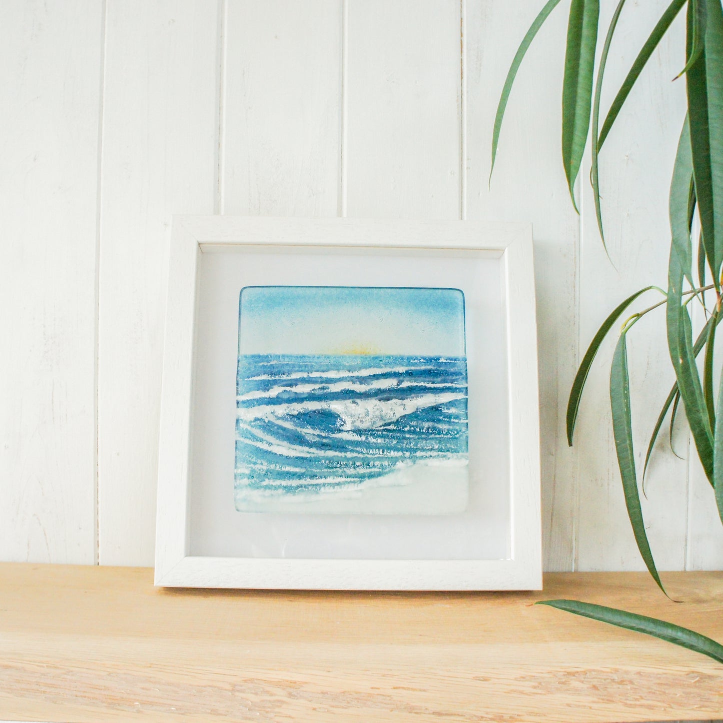 fused glass wave wall art