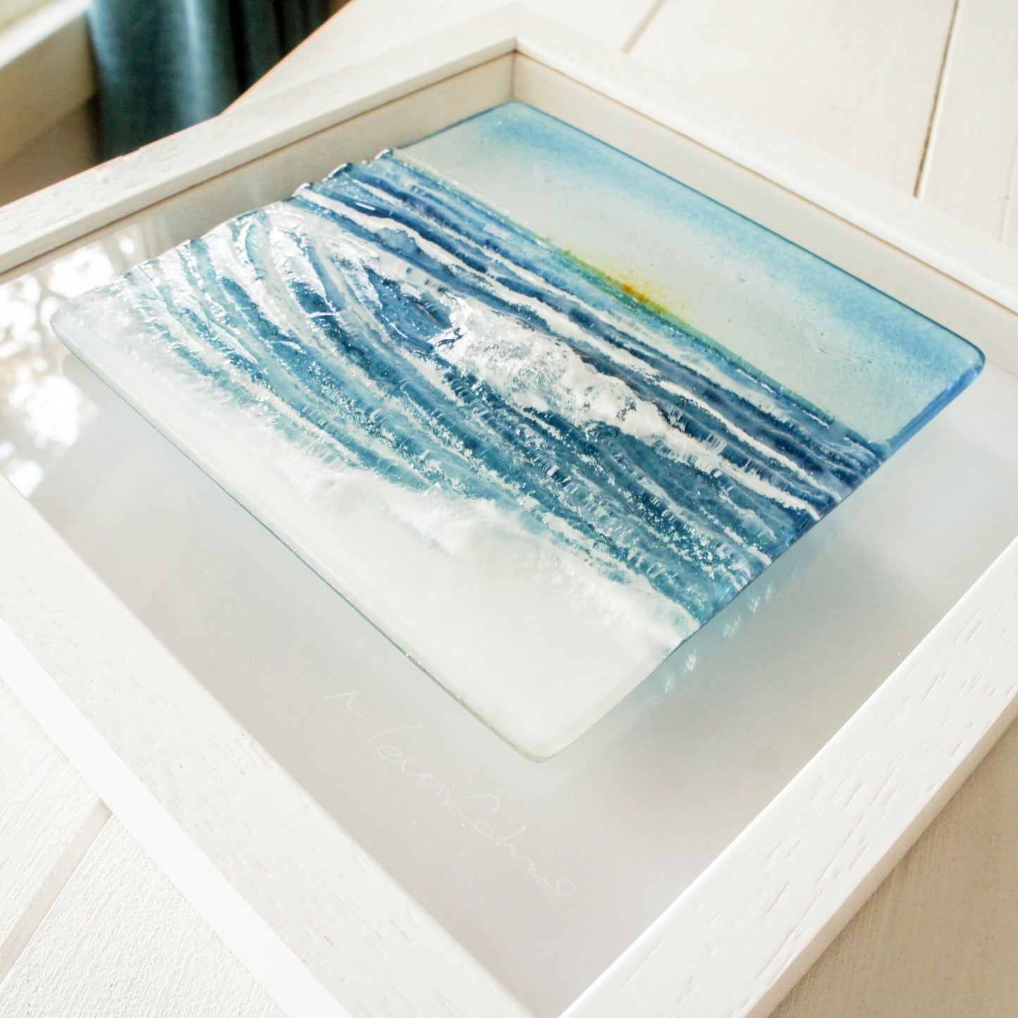fused glass wave wall art