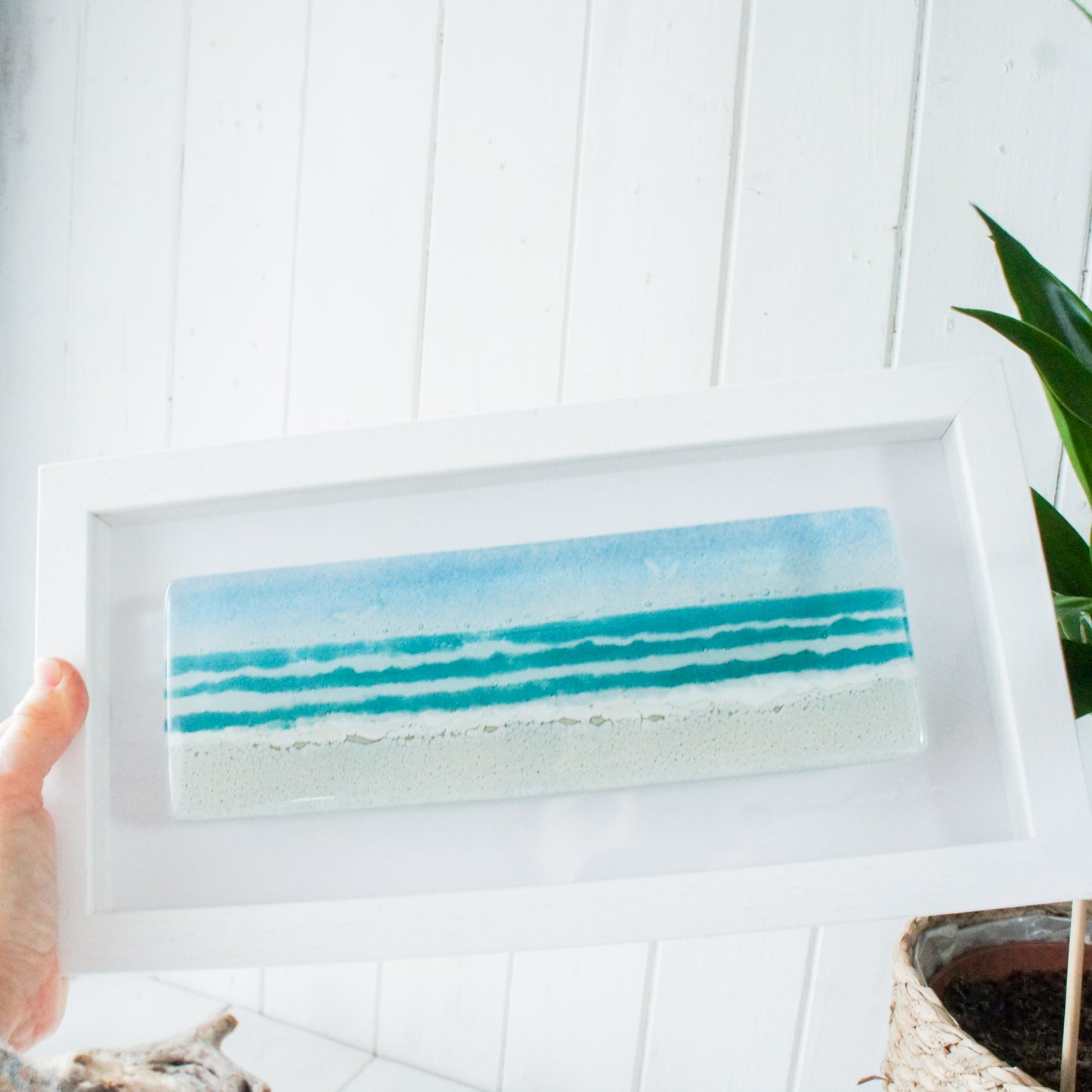 Landscape seaside glass wall art frame