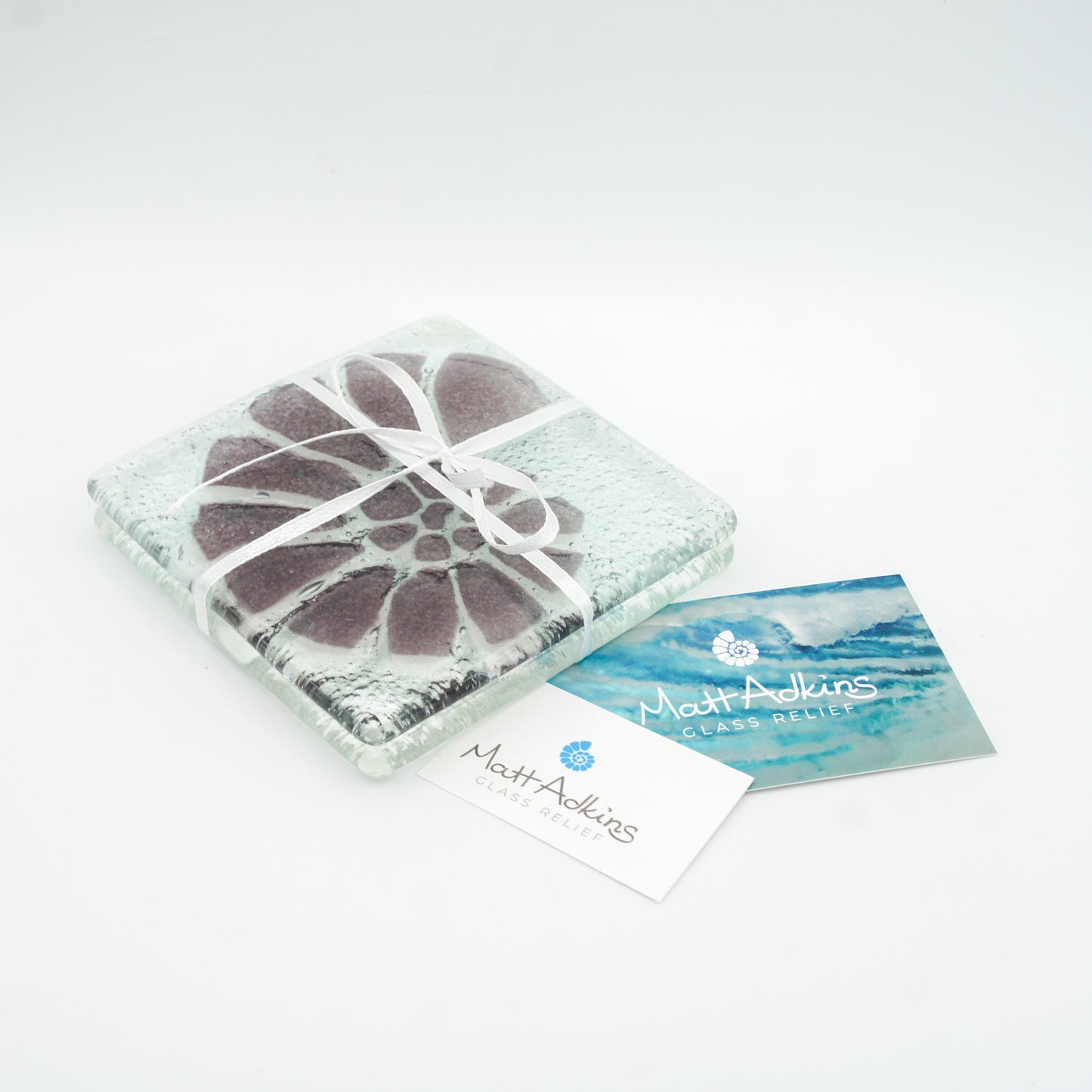 Ammonite Fused Glass Coasters - Set of 2, 4 or 6