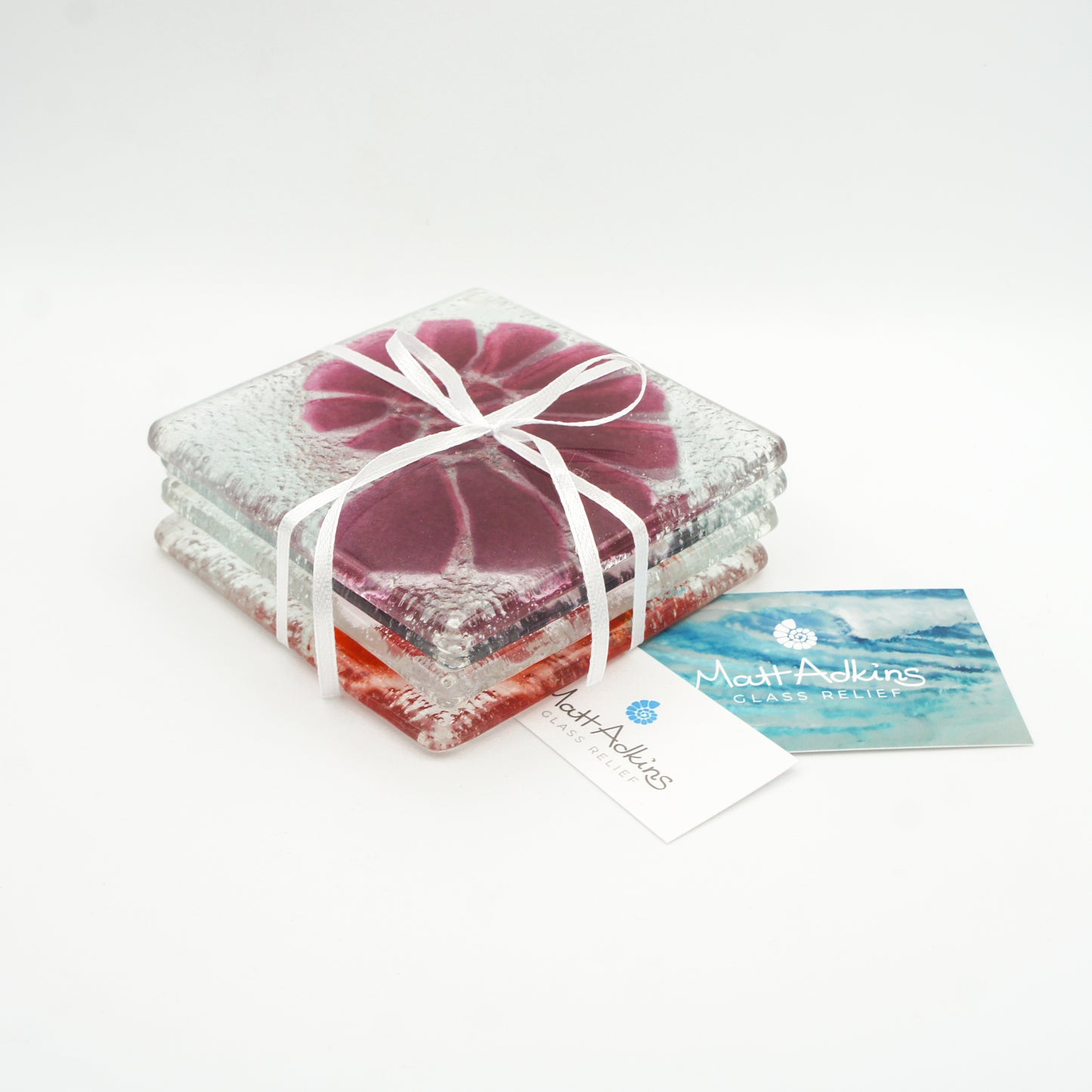 Ammonite Fused Glass Coasters - Set of 2, 4 or 6