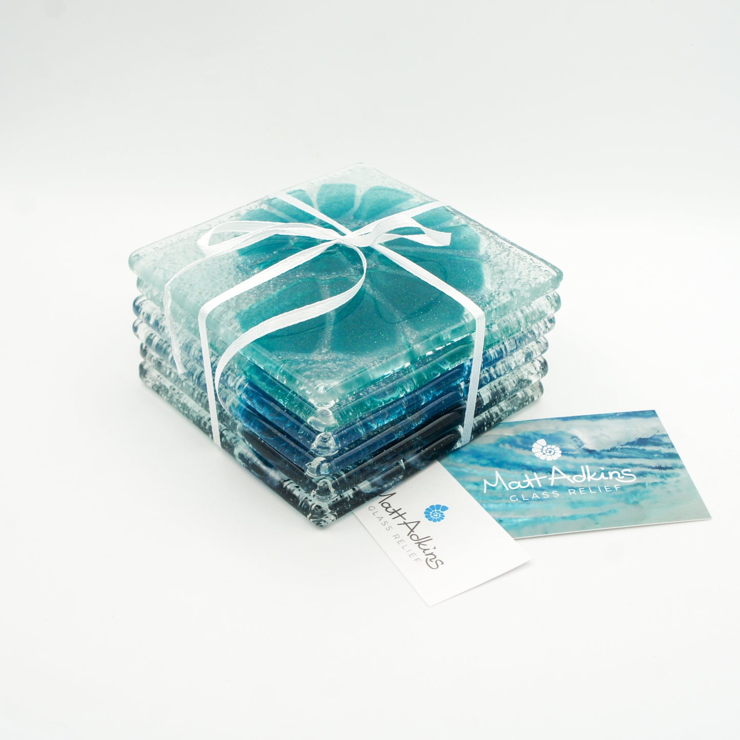 Ammonite Fused Glass Coasters - Set of 2, 4 or 6