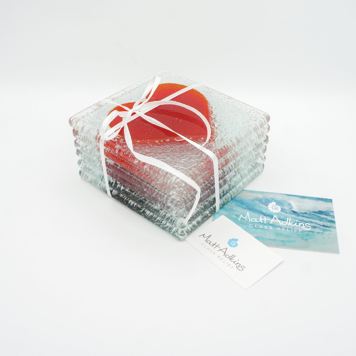 Heart Fused Glass Coasters - Set of 2, 4 or 6