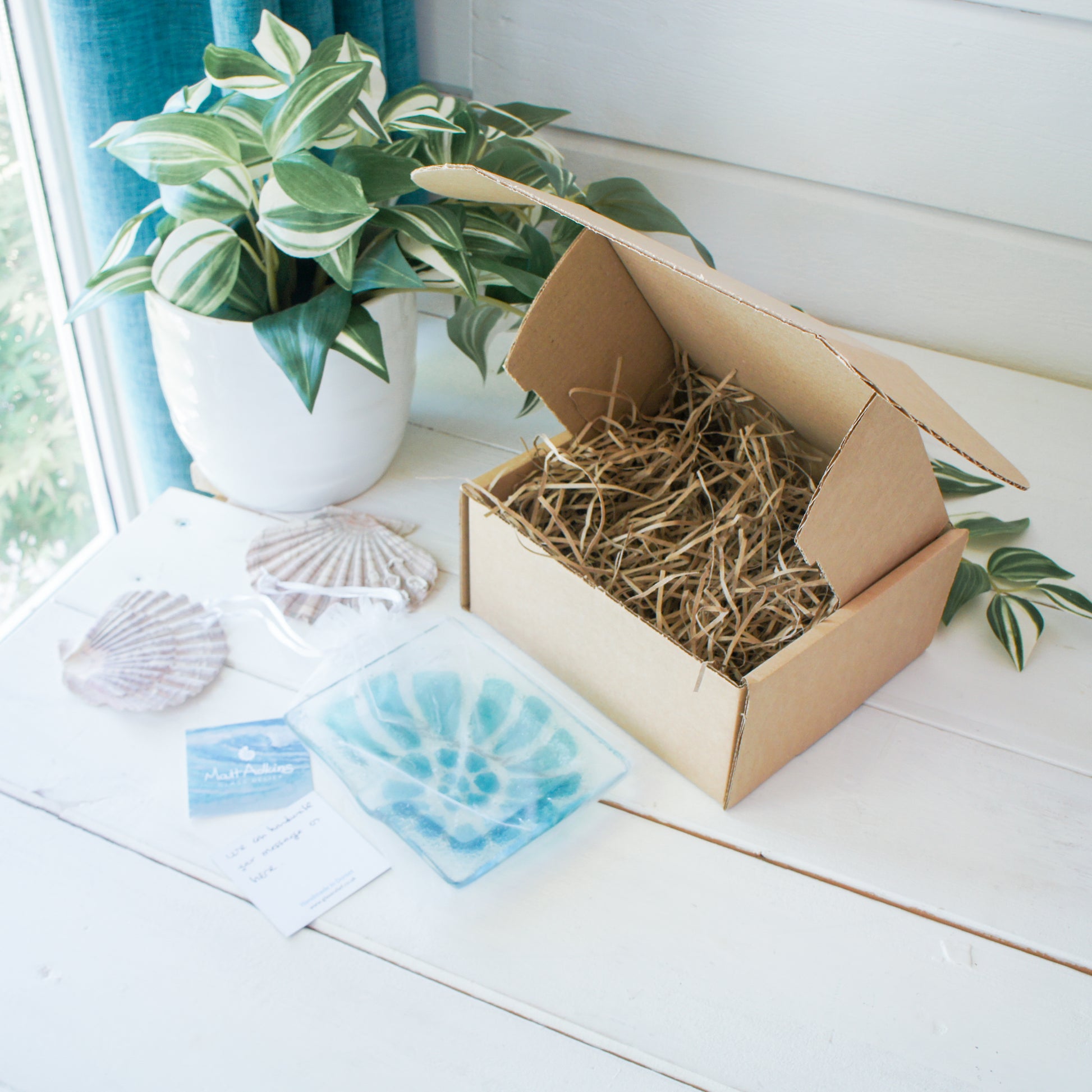 Blue and turquoise Ammonite Soap Glass Dish