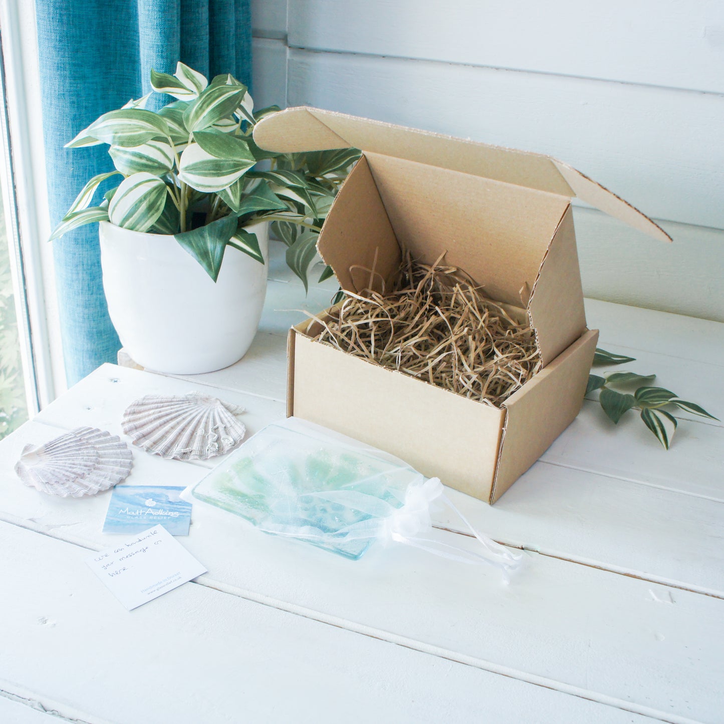 ammonite green blue fused glass handmade soap dish