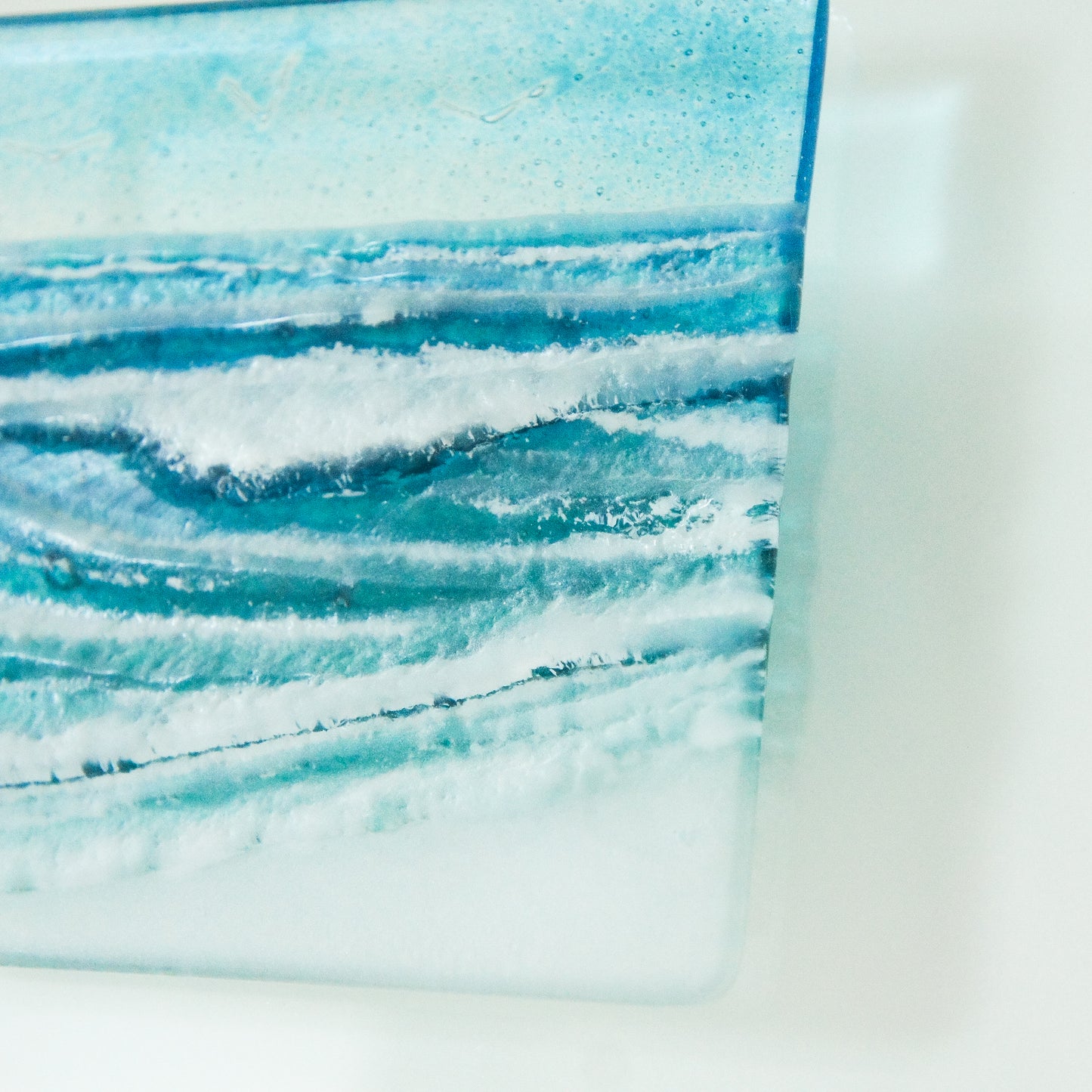 Fused Glass Wall Art seaside frame square