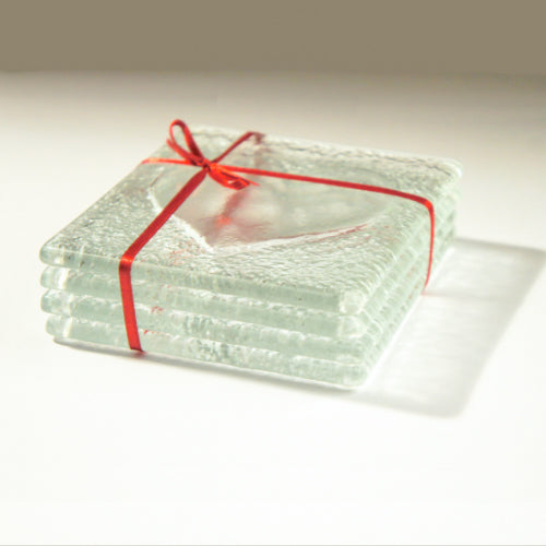 fused glass coasters
gift for women
heart coasters
clear coasters
coaster set