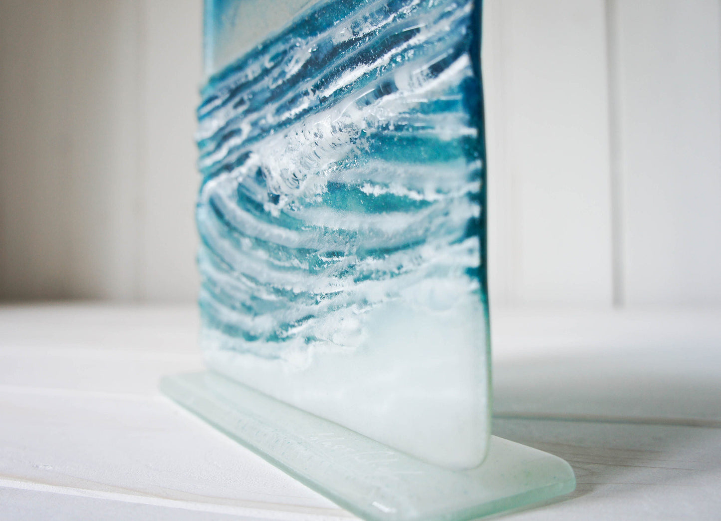 glass wave suncatcher, coastal glass art