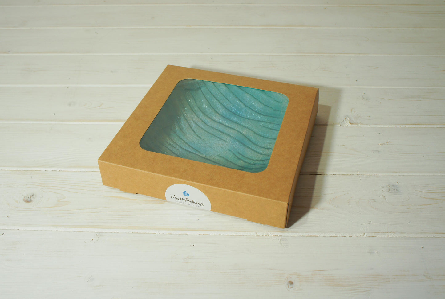 Turquoise Blue Seabed Bowl 20cm(8") | Small Teal Turquoise Blue Seabed Fused Glass Fruit Bowl | Key Rest Glass Ornament | Beach Table Decor